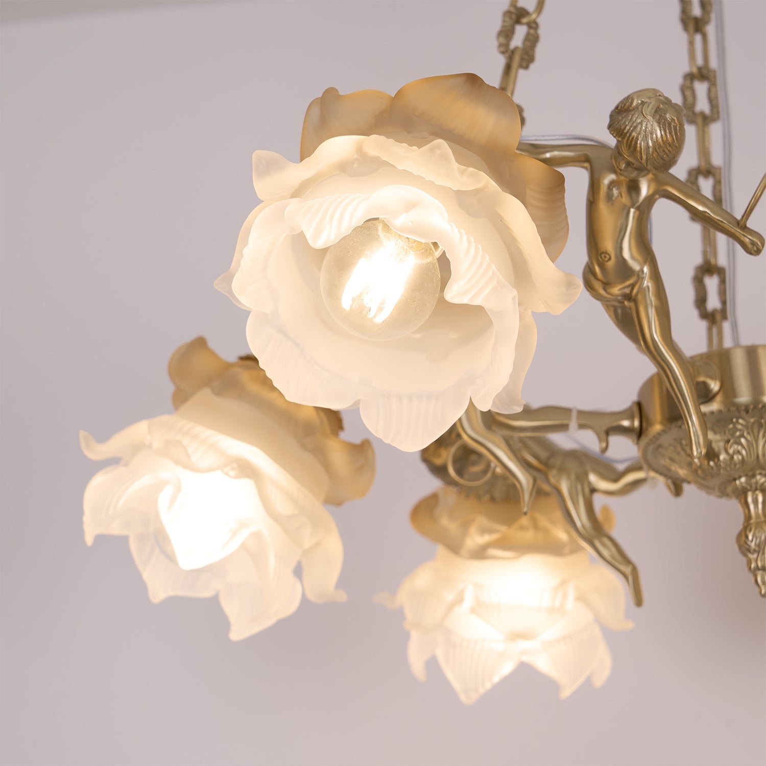 Lustra Chandelier Brass Suspension Floral Vintage - Letslighting