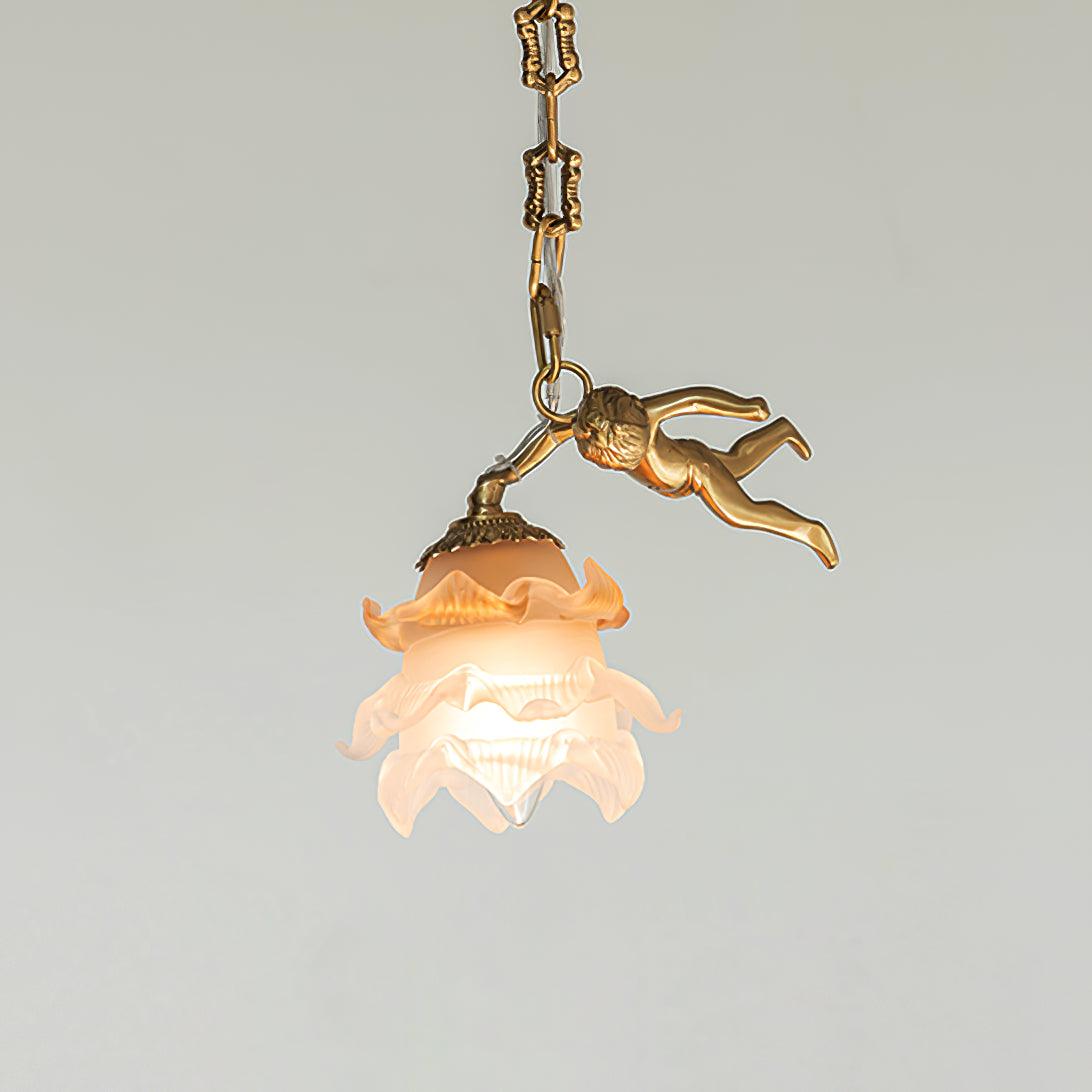 Lustra Chandelier Brass Suspension Floral Vintage - Letslighting