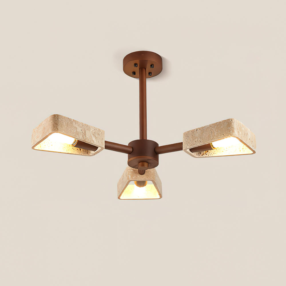 Feyno Travertine & Wood Ceiling Light - Letslighting