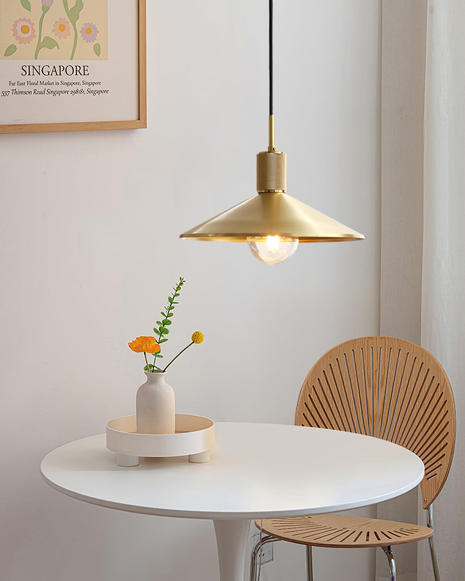 Quentin Pendant Lamp Brass Cone - Letslighting