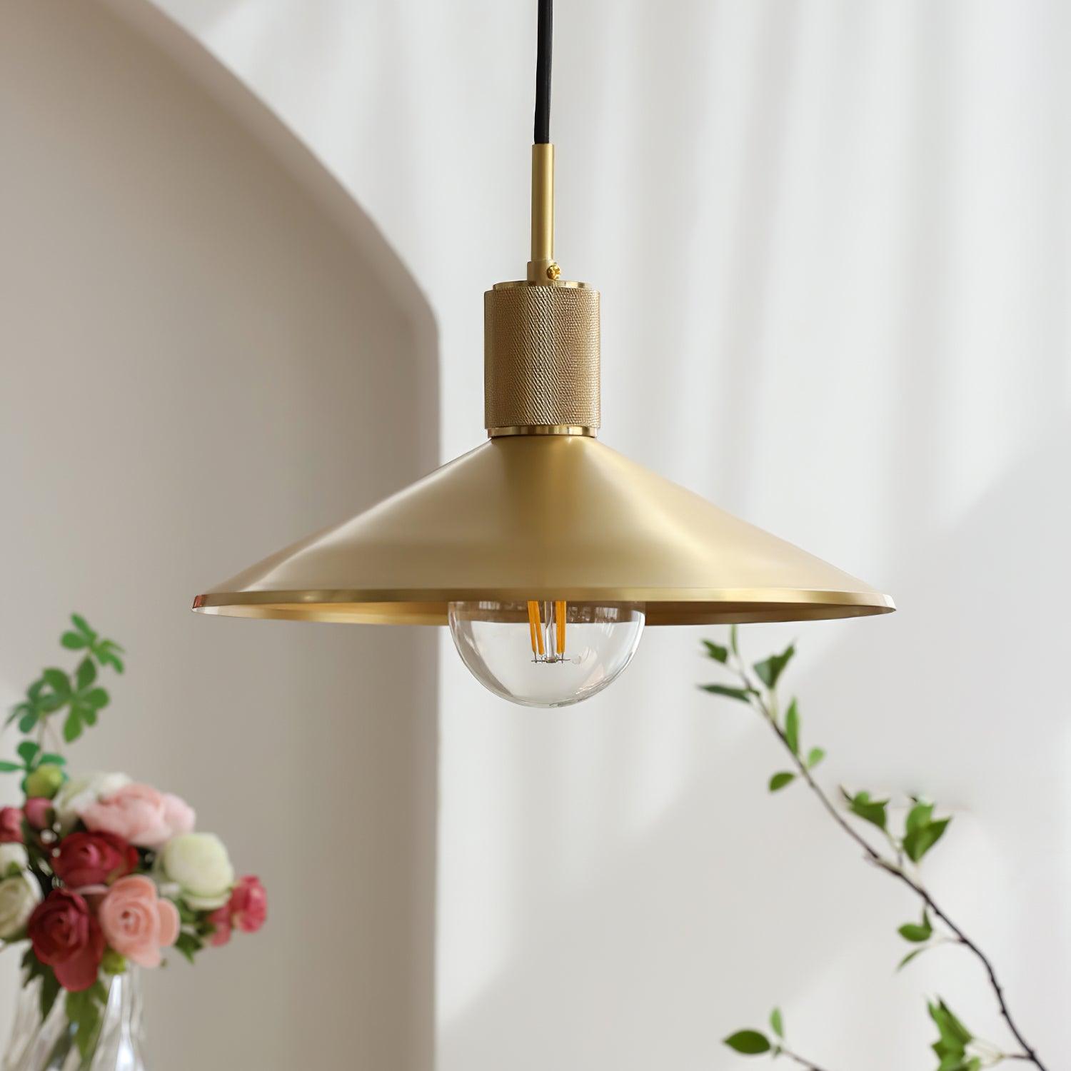 Quentin Pendant Lamp Brass Cone - Letslighting