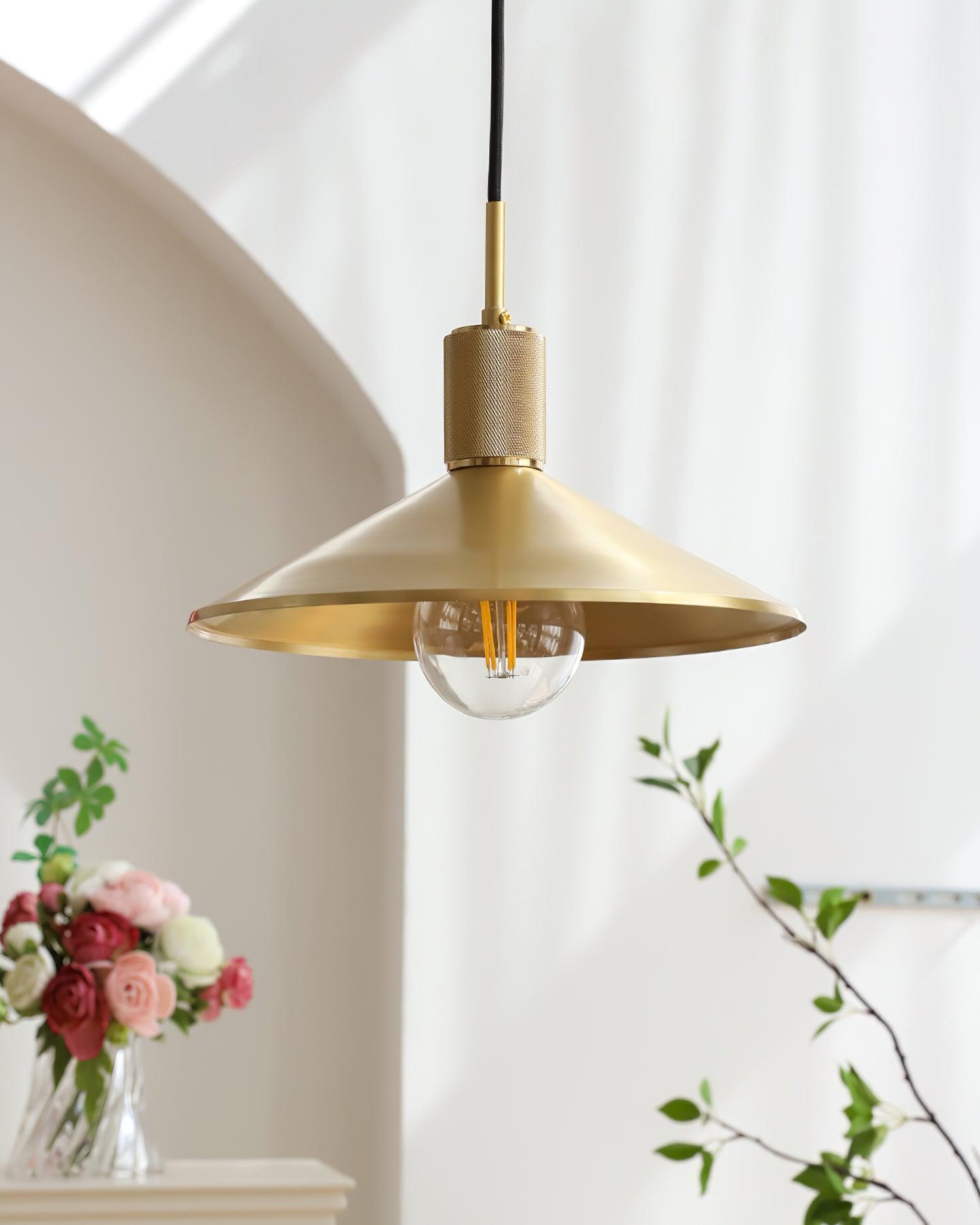 Quentin Pendant Lamp Brass Cone - Letslighting