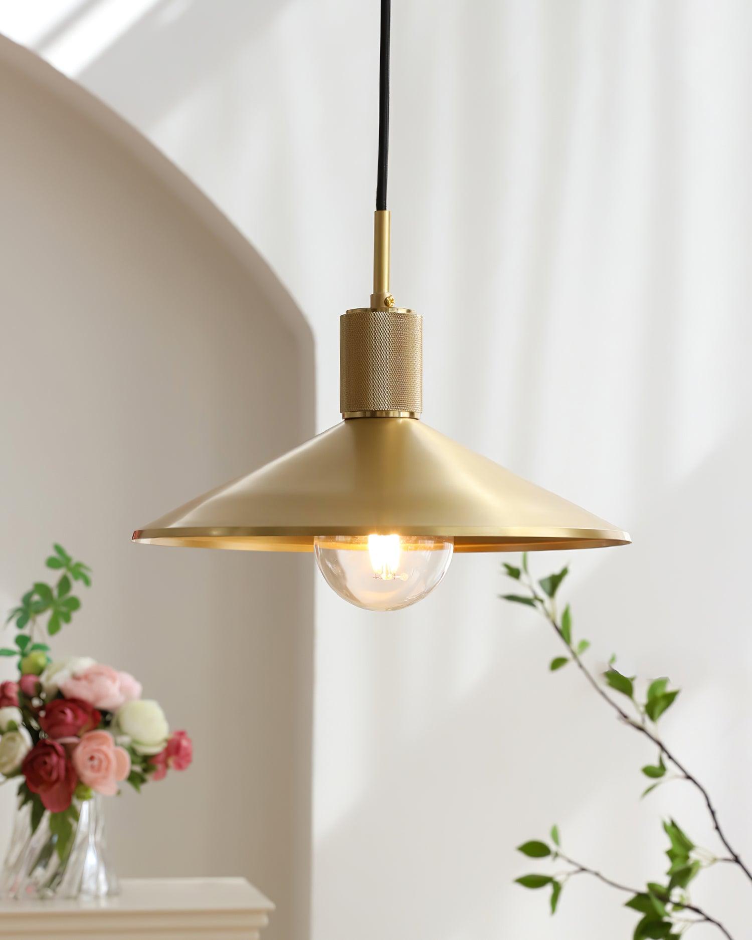 Quentin Pendant Lamp Brass Cone - Letslighting