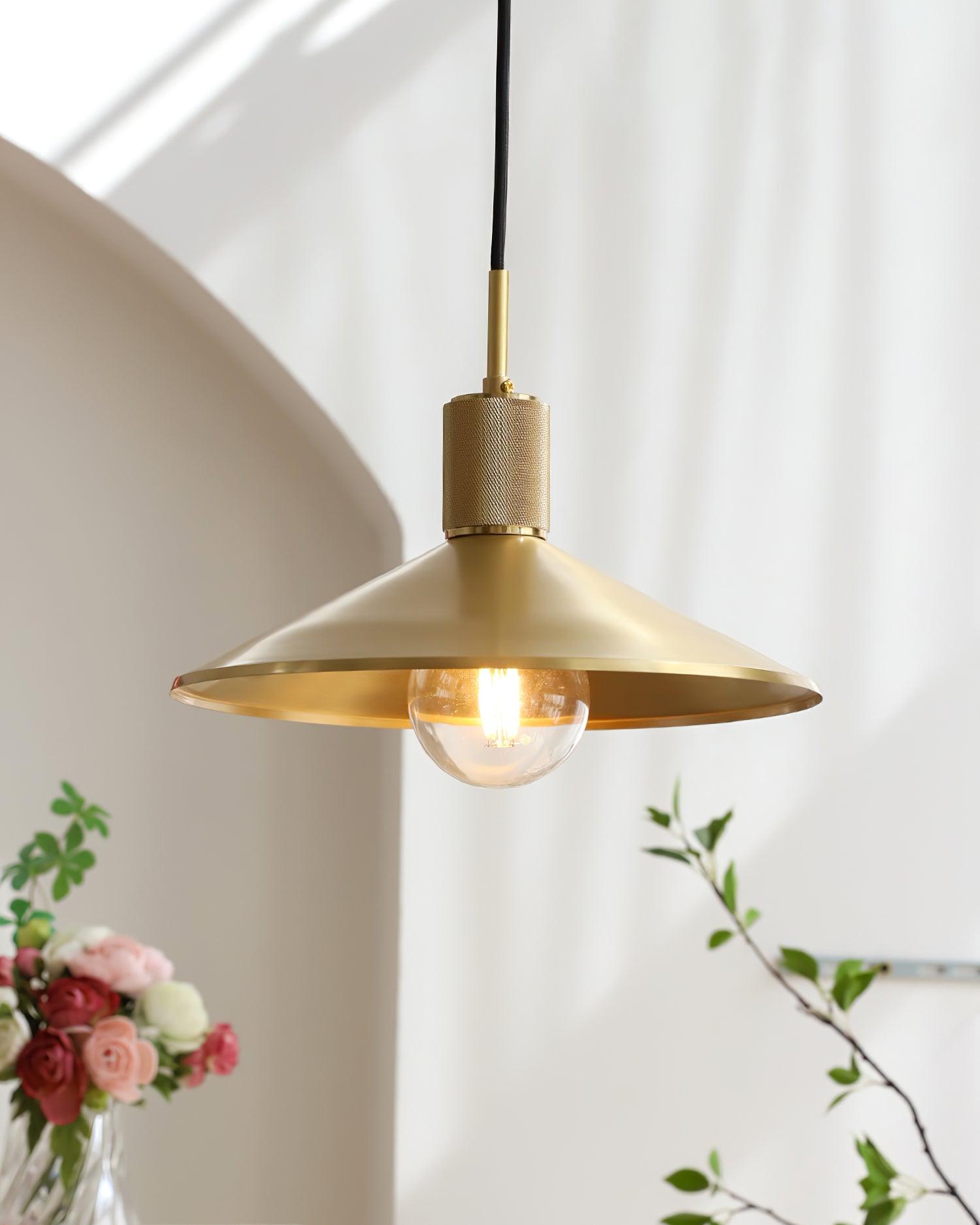 Quentin Pendant Lamp Brass Cone - Letslighting