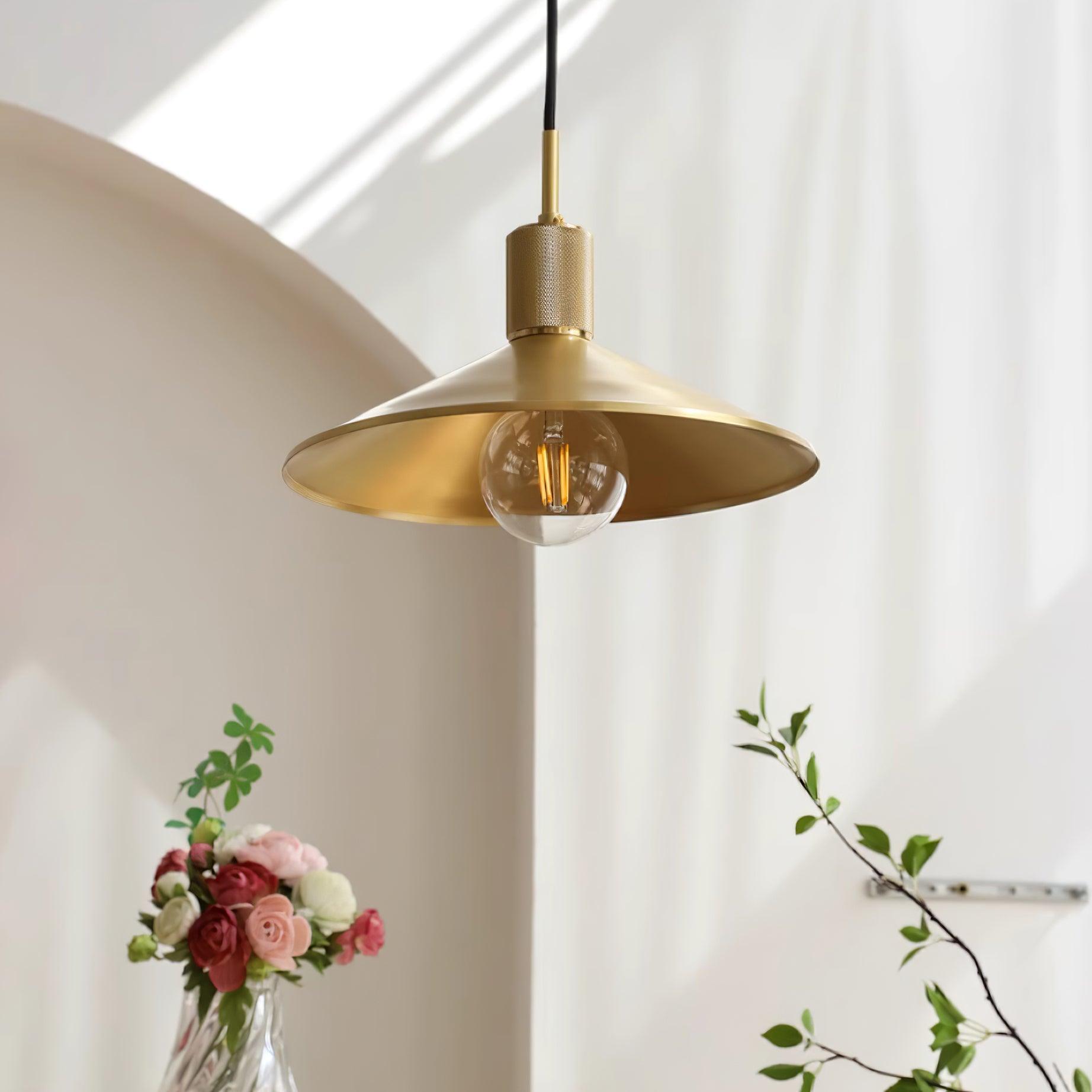Quentin Pendant Lamp Brass Cone - Letslighting