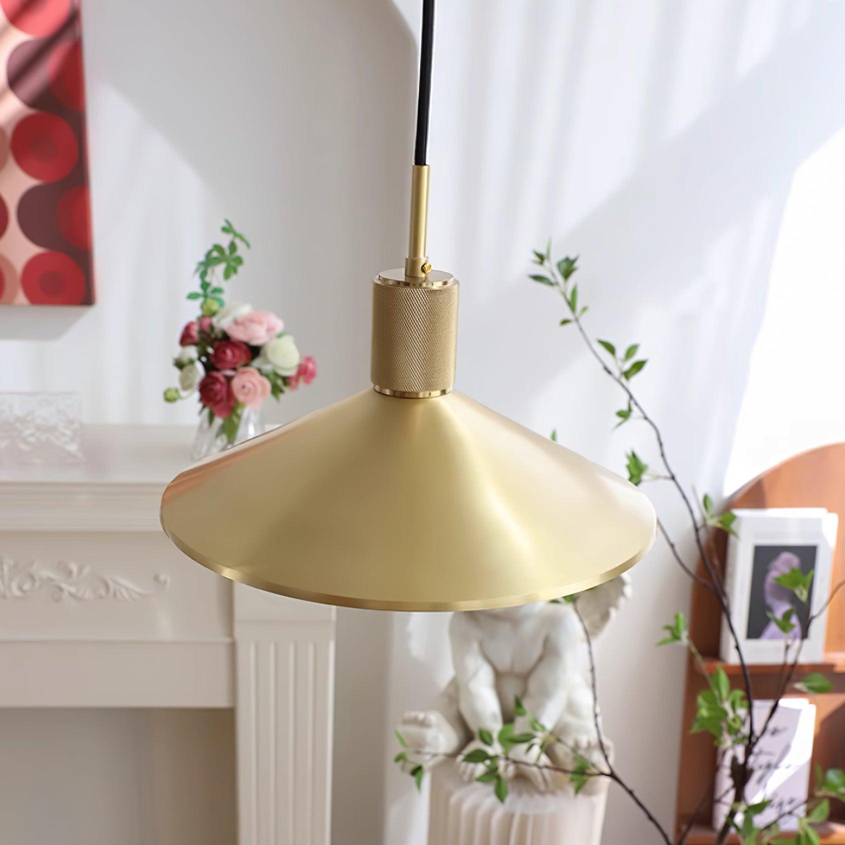 Quentin Pendant Lamp Brass Cone - Letslighting
