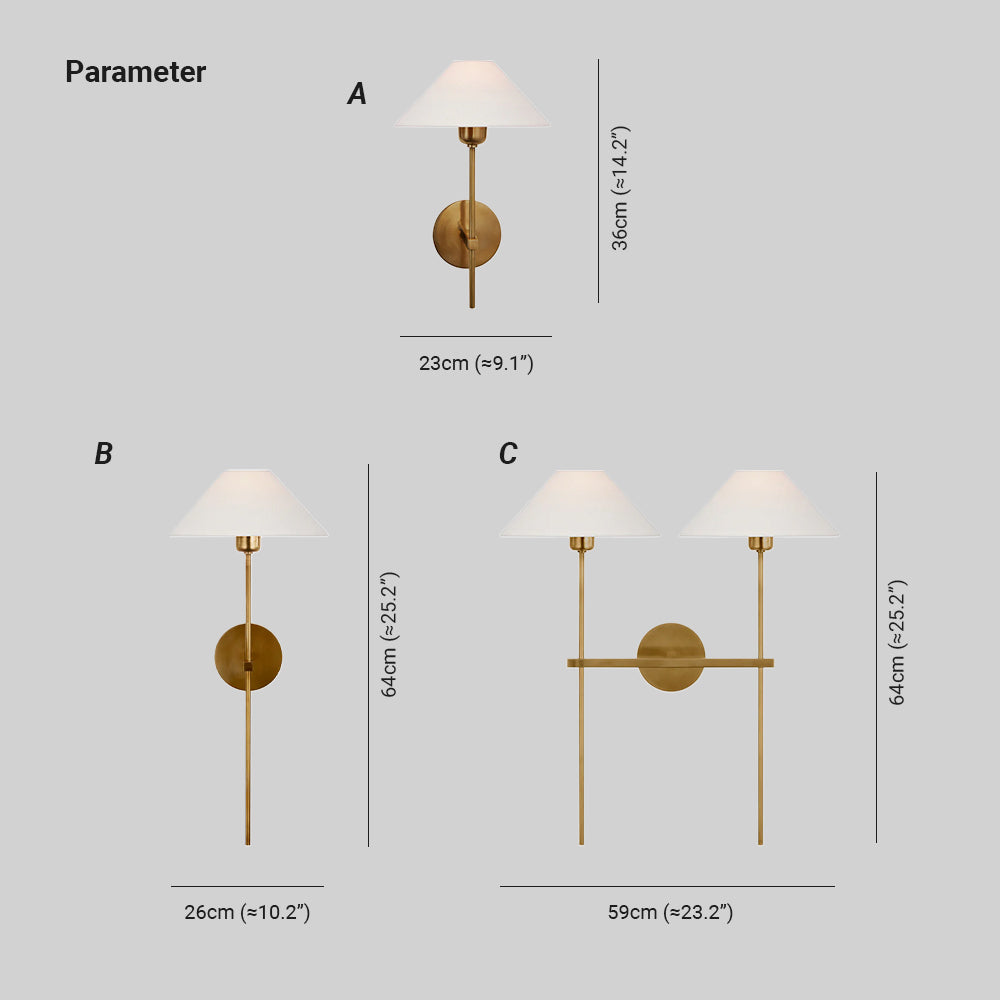 Silva White Cone Shade Wall Lamp Fabric - Letslighting