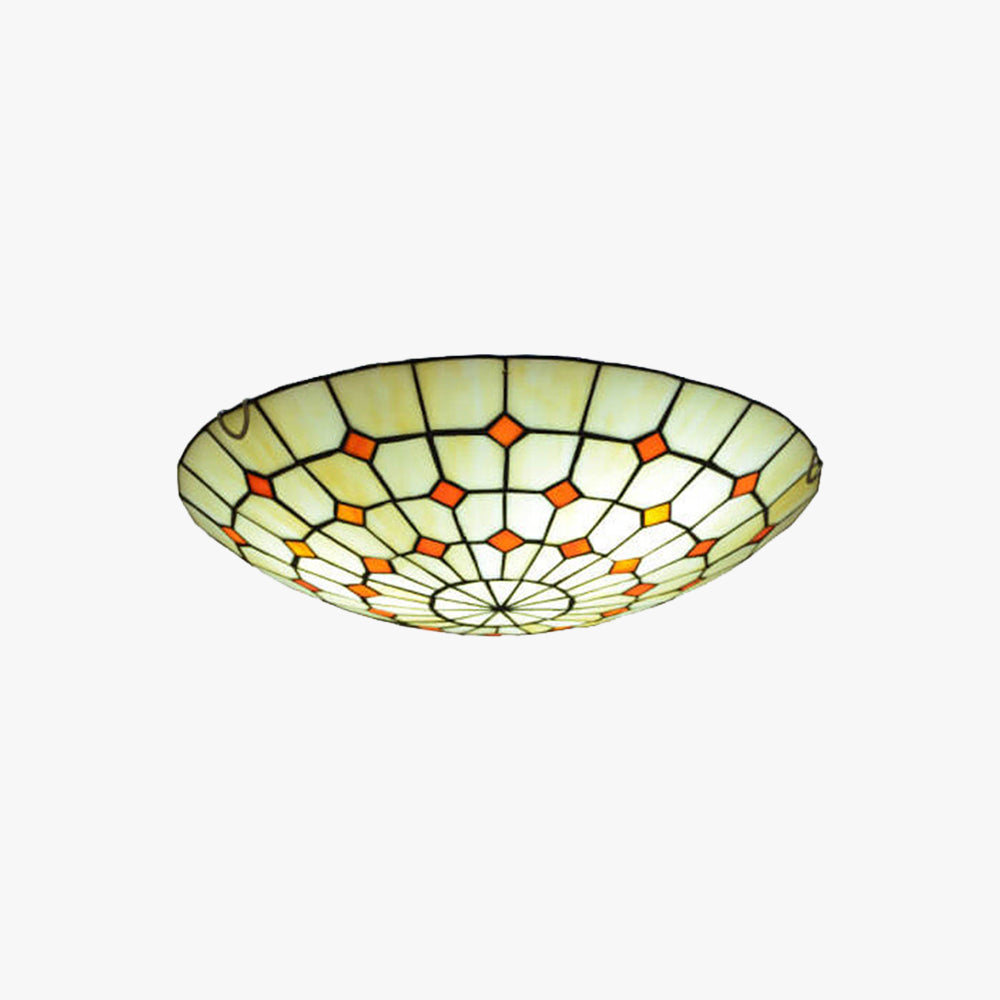 Tiffany Retro LED Flush Mount Ceiling Light Stained Glass Bedroom