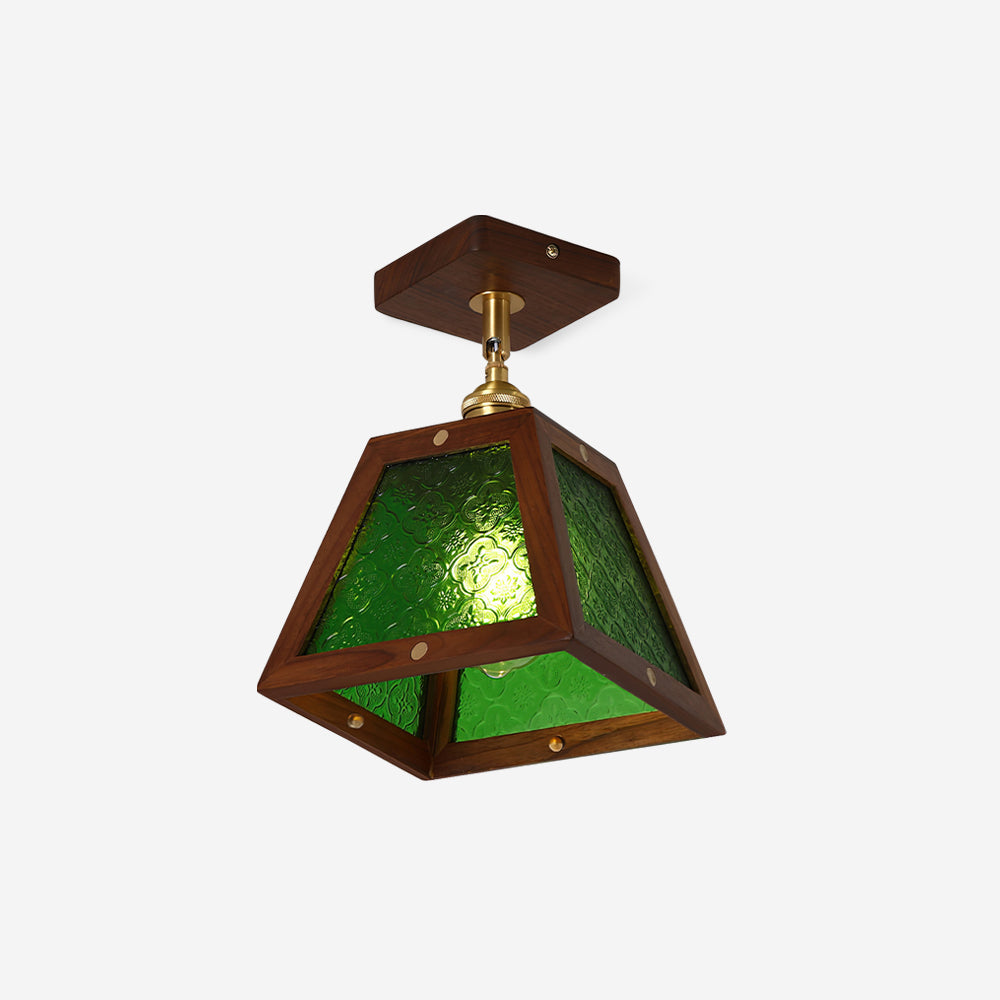 Radia Ceiling Light Wood Glass Vintage - Letslighting