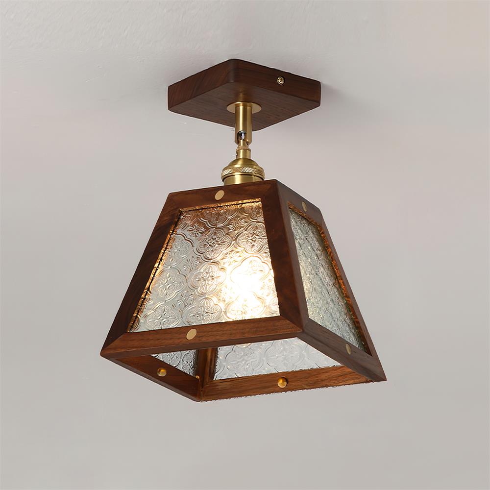 Radia Ceiling Light Wood Glass Vintage - Letslighting
