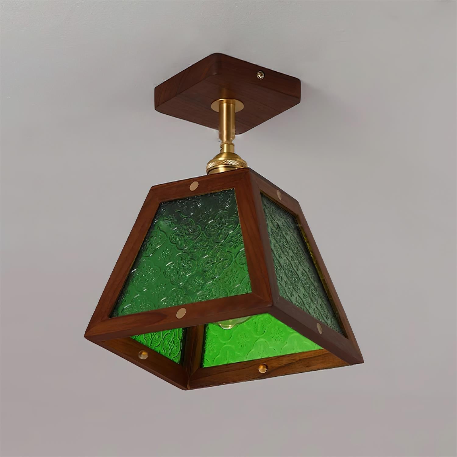 Radia Ceiling Light Wood Glass Vintage - Letslighting