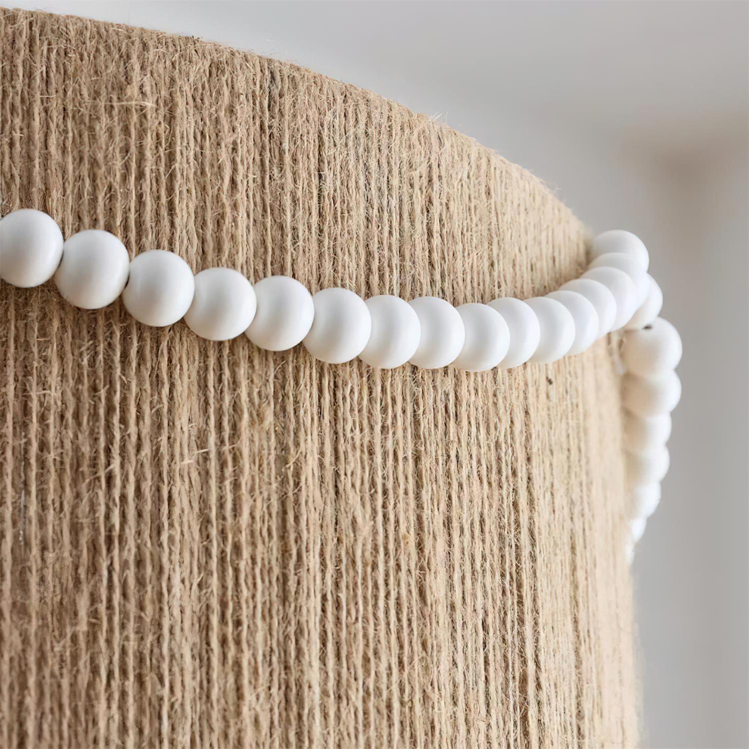 Raffine Pendant Lamp with Jute Drum & Beaded - Letslighting
