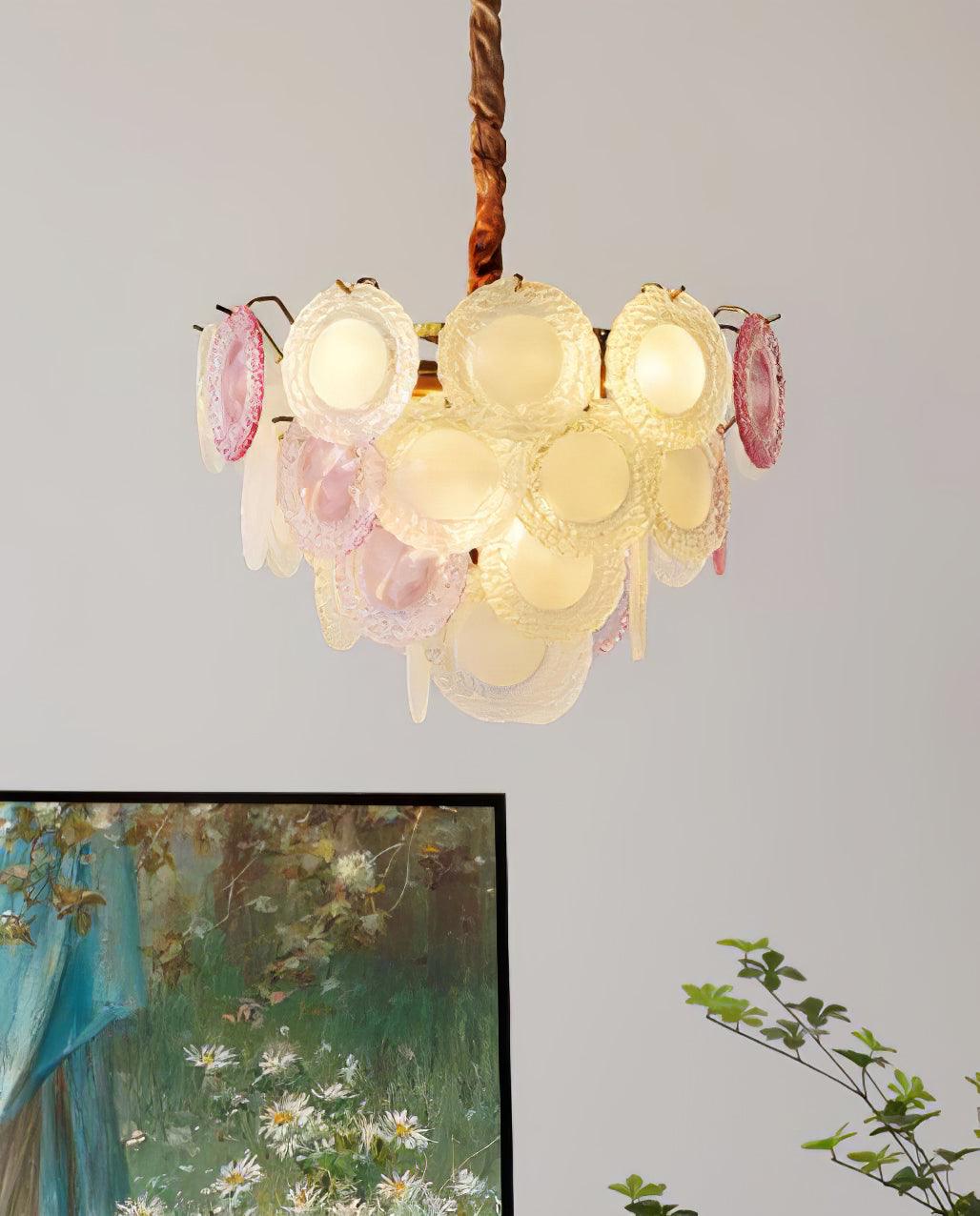 Lustra Chandelier Glass Disc Layered Playful - Letslighting