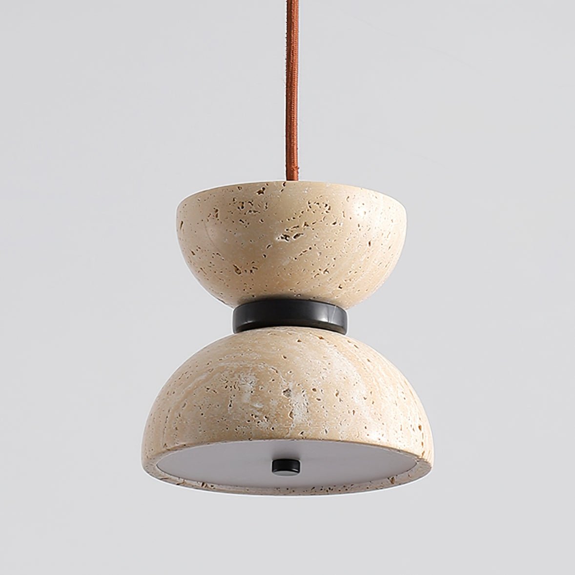 Tersus Travertine Hourglass Pendant Light Double-dome