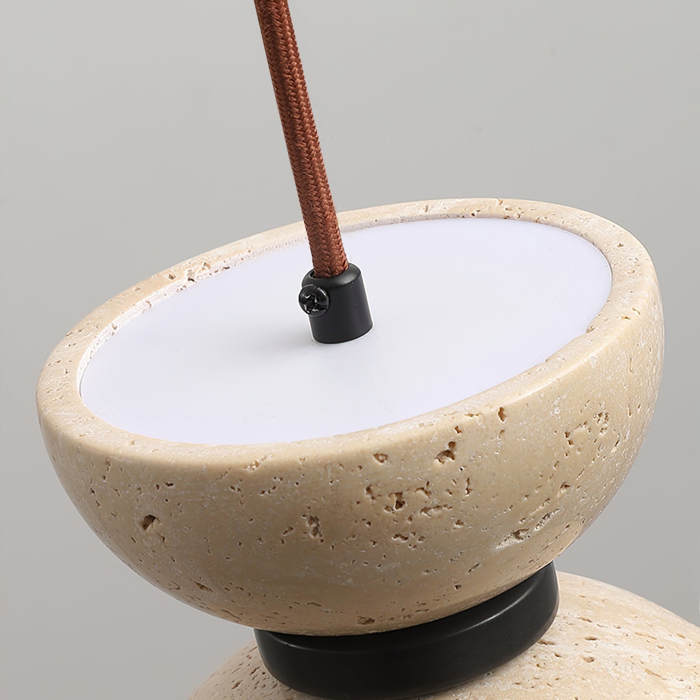Tersus Travertine Hourglass Pendant Light Double-dome