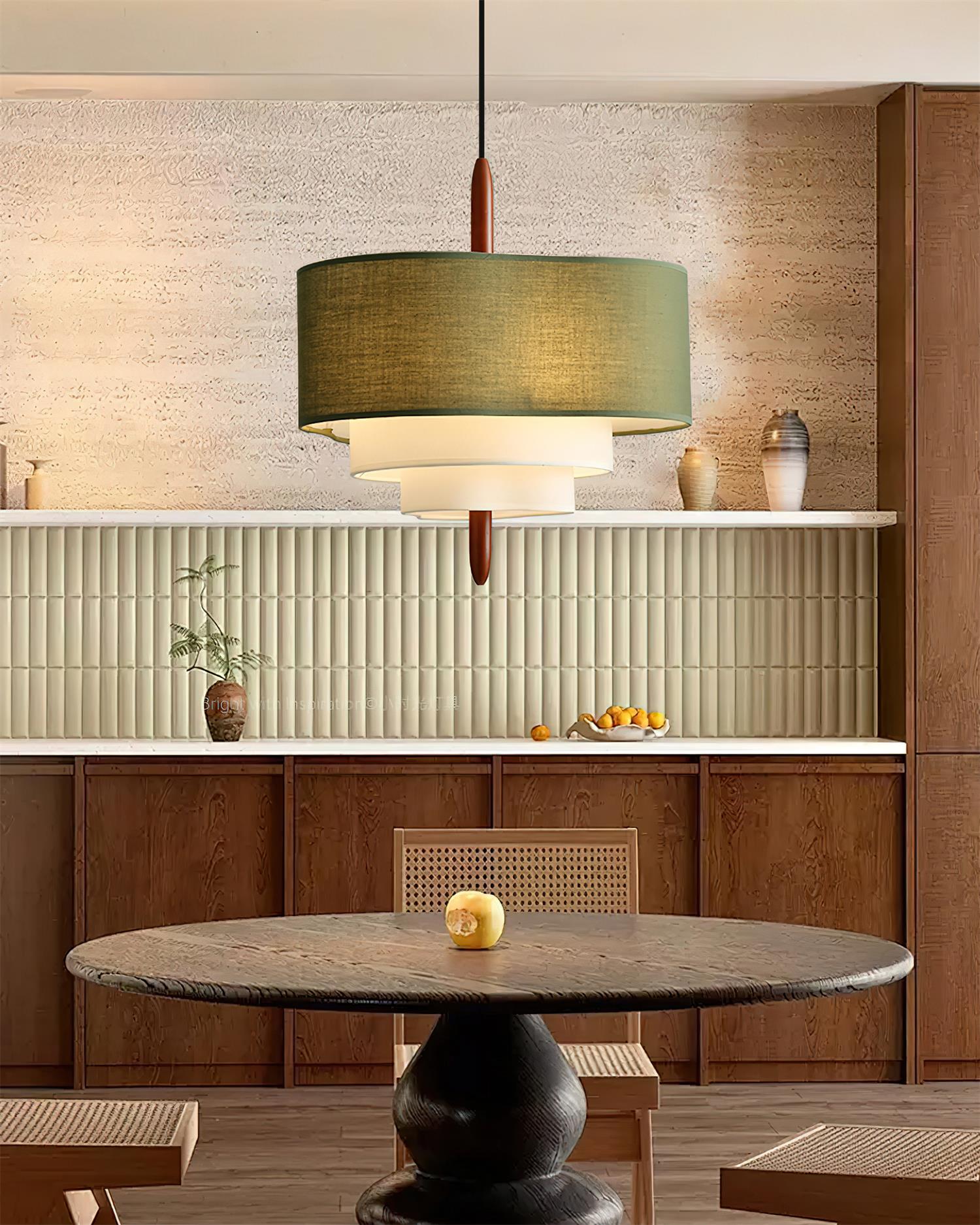 Ophel Green Fabric Pendant Lamp