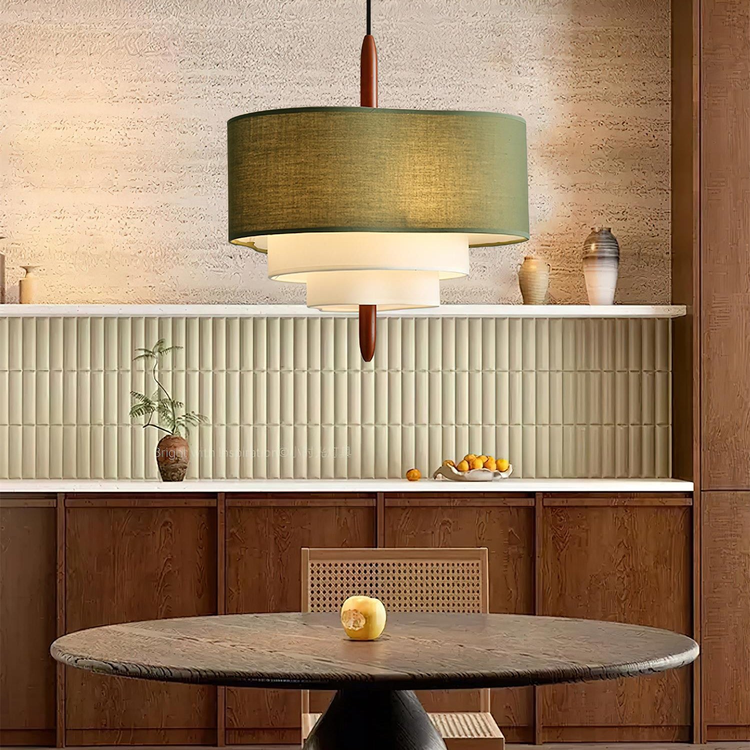 Ophel Green Fabric Pendant Lamp - Letslighting
