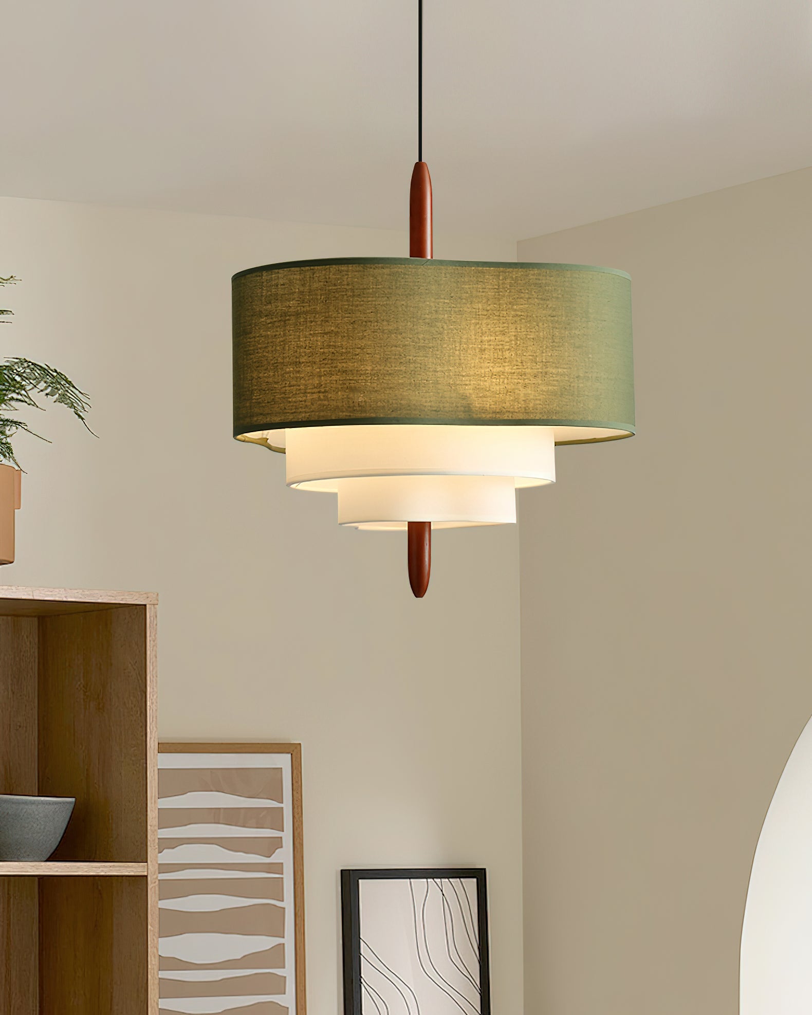 Ophel Green Fabric Pendant Lamp