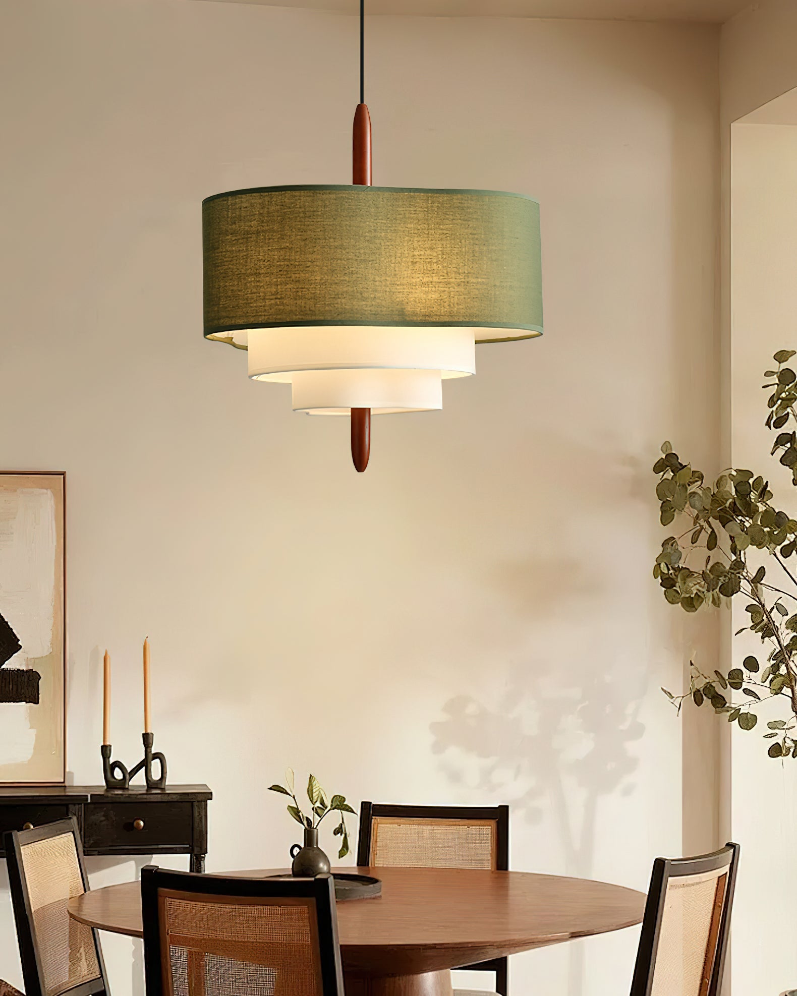 Ophel Green Fabric Pendant Lamp