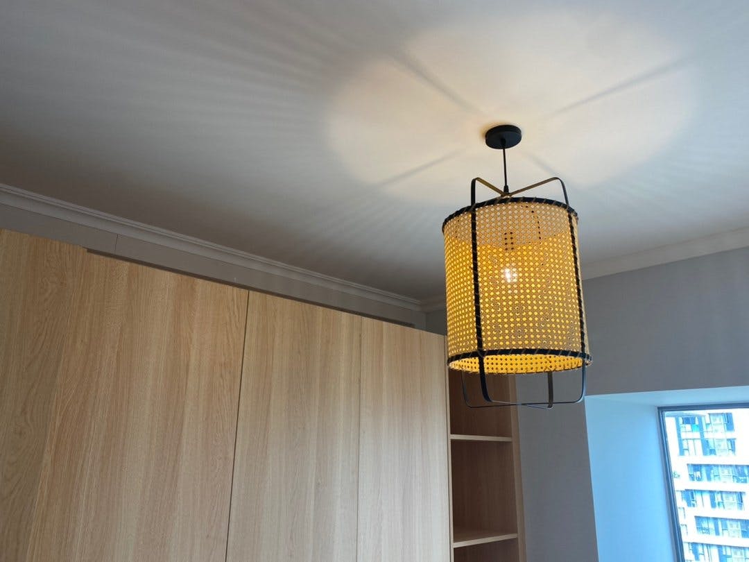 Solara Pendant Lamp Rattan Cane Frame Industrial - Letslighting