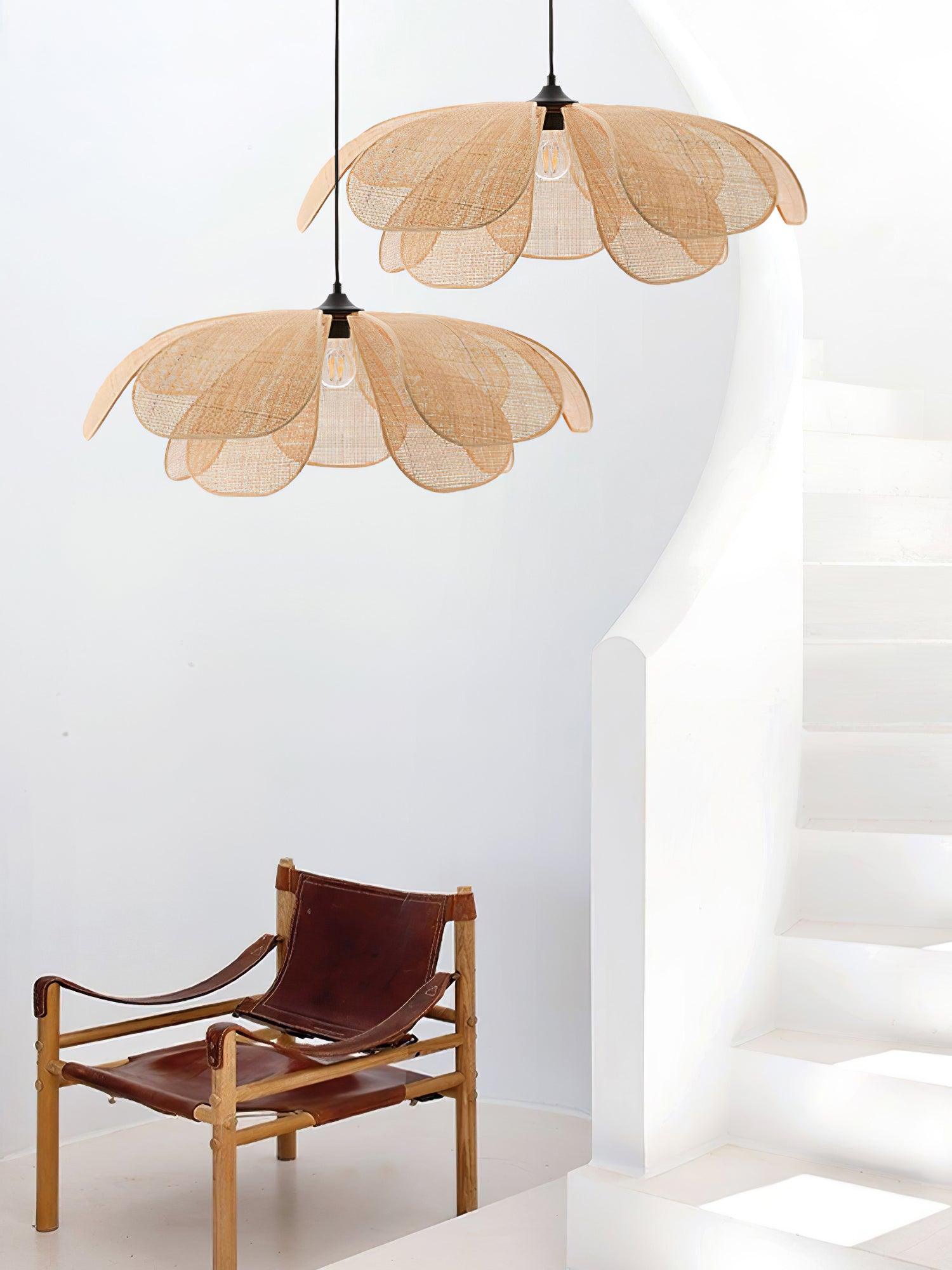 Eloria Petal-Shaped Rattan Pendant Light - Letslighting