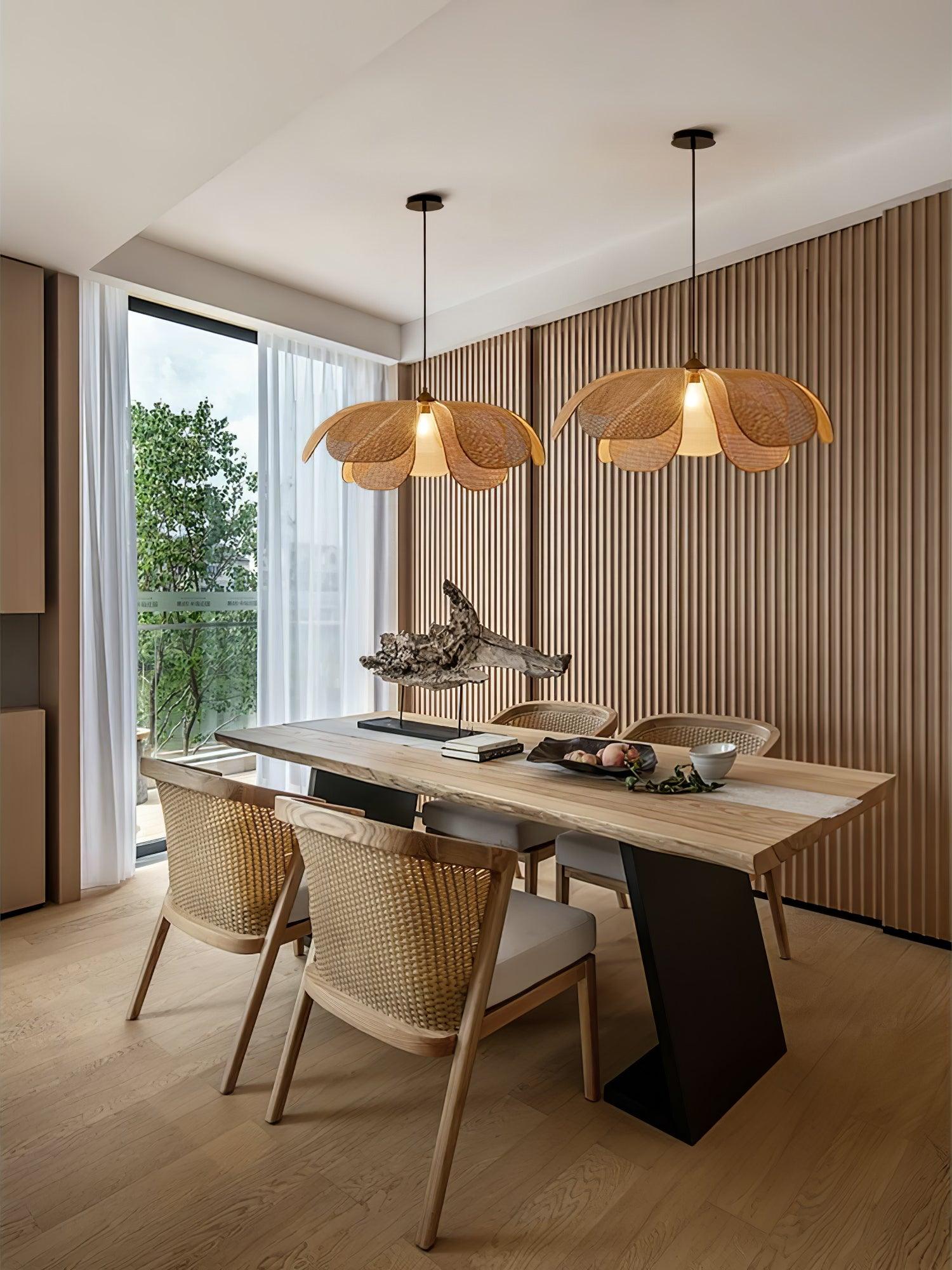 Eloria Petal-Shaped Rattan Pendant Light - Letslighting
