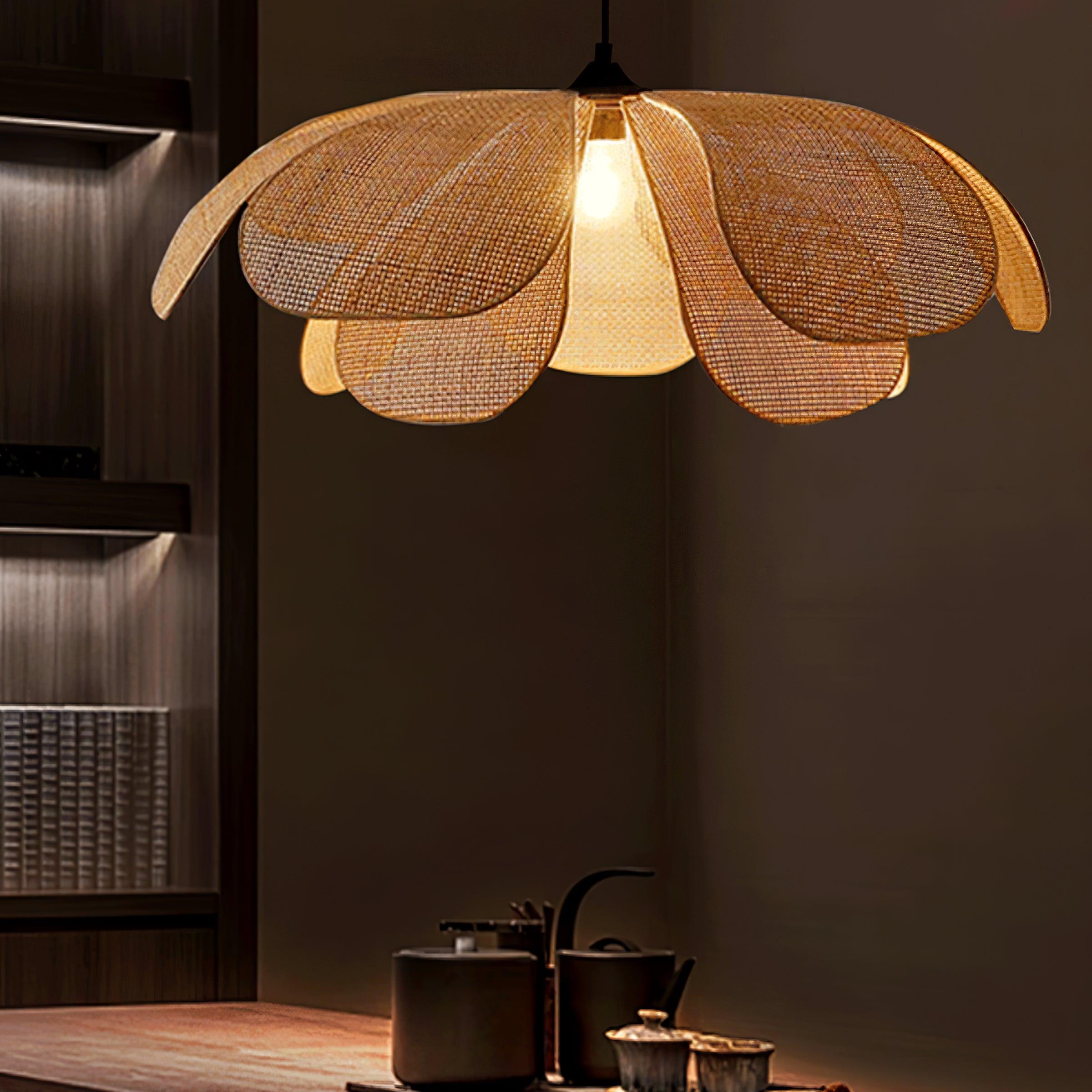 Eloria Petal-Shaped Rattan Pendant Light - Letslighting