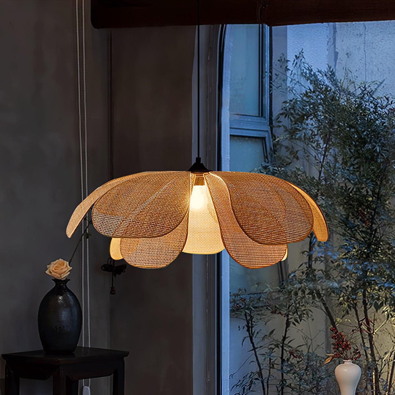 Eloria Petal-Shaped Rattan Pendant Light - Letslighting
