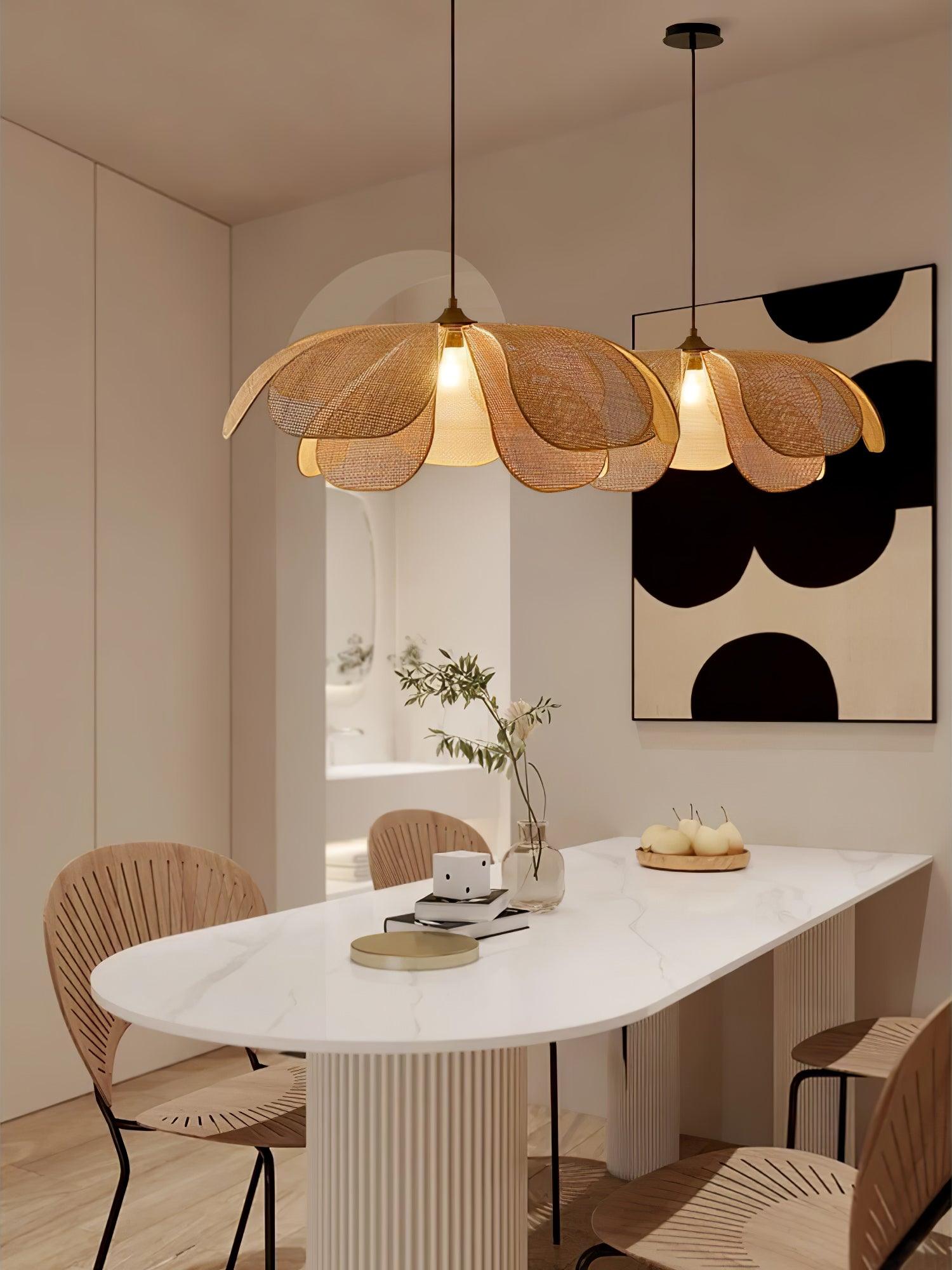 Eloria Petal-Shaped Rattan Pendant Light - Letslighting
