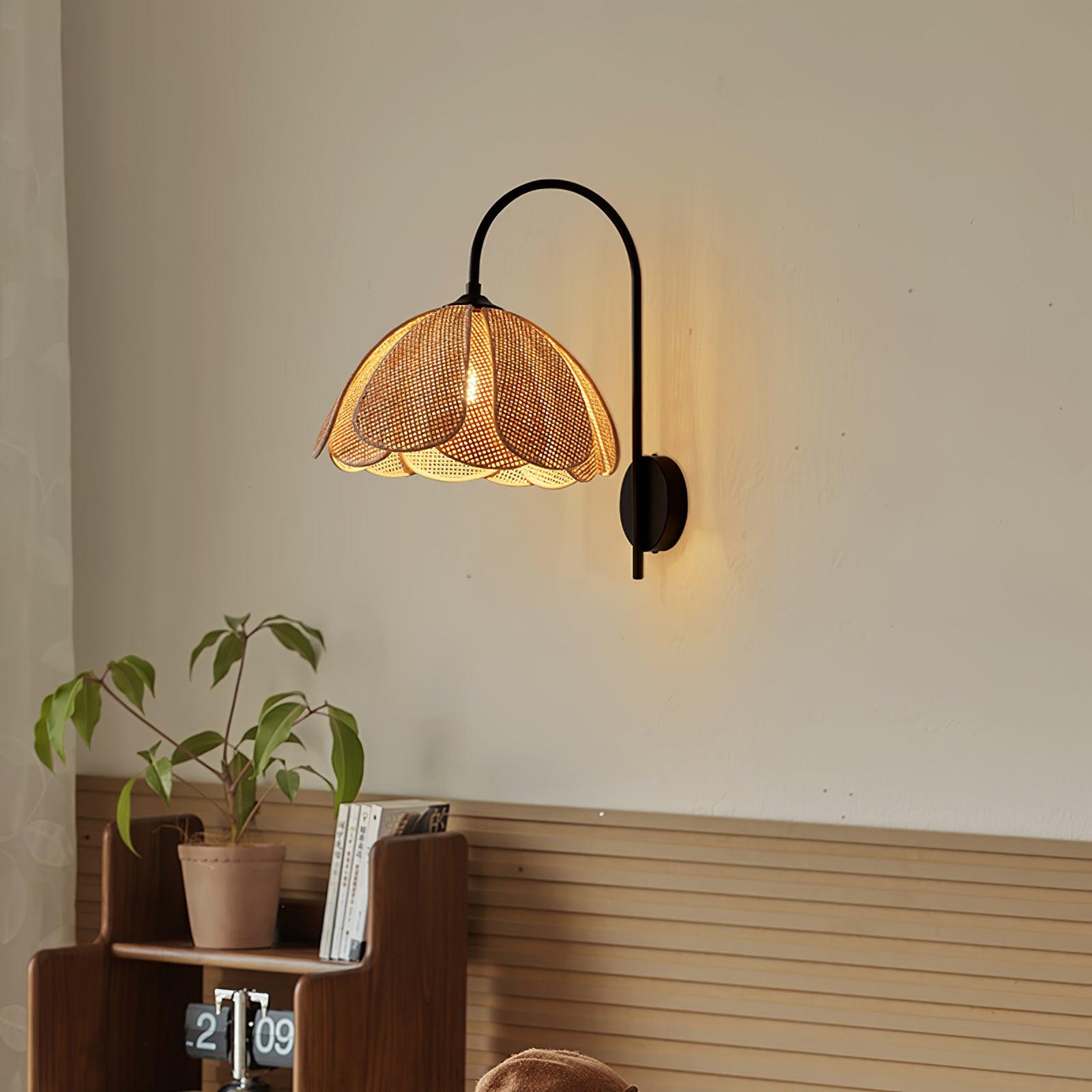 Edria Petal-Shaped Rattan Wall Lamp - Letslighting