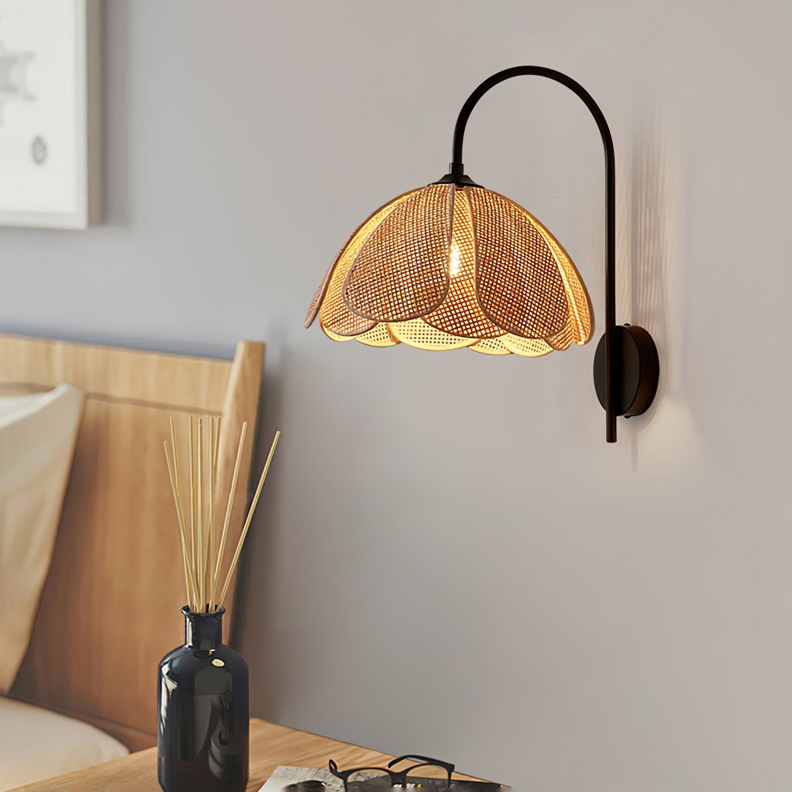 Edria Petal-Shaped Rattan Wall Lamp - Letslighting