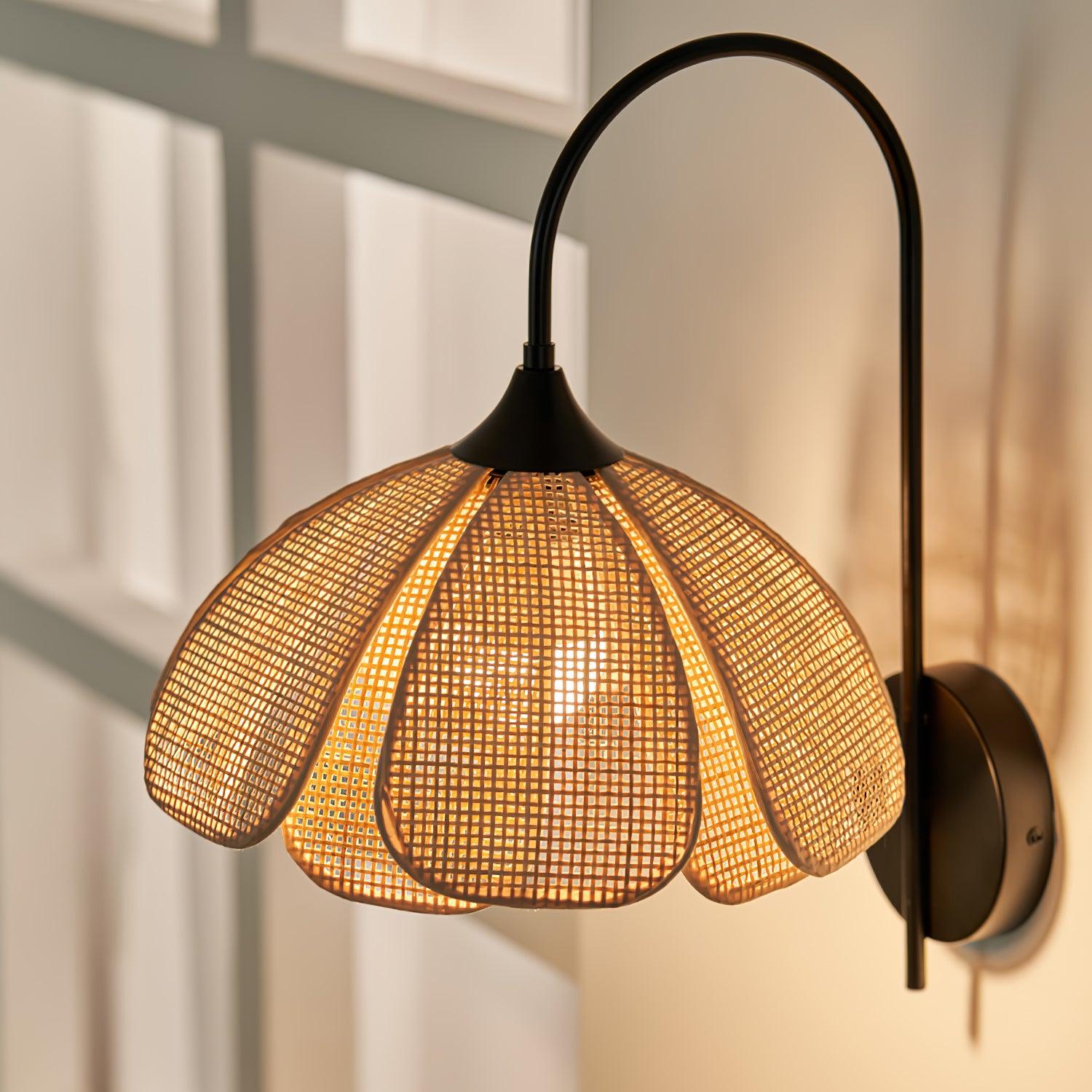 Edria Petal-Shaped Rattan Wall Lamp - Letslighting