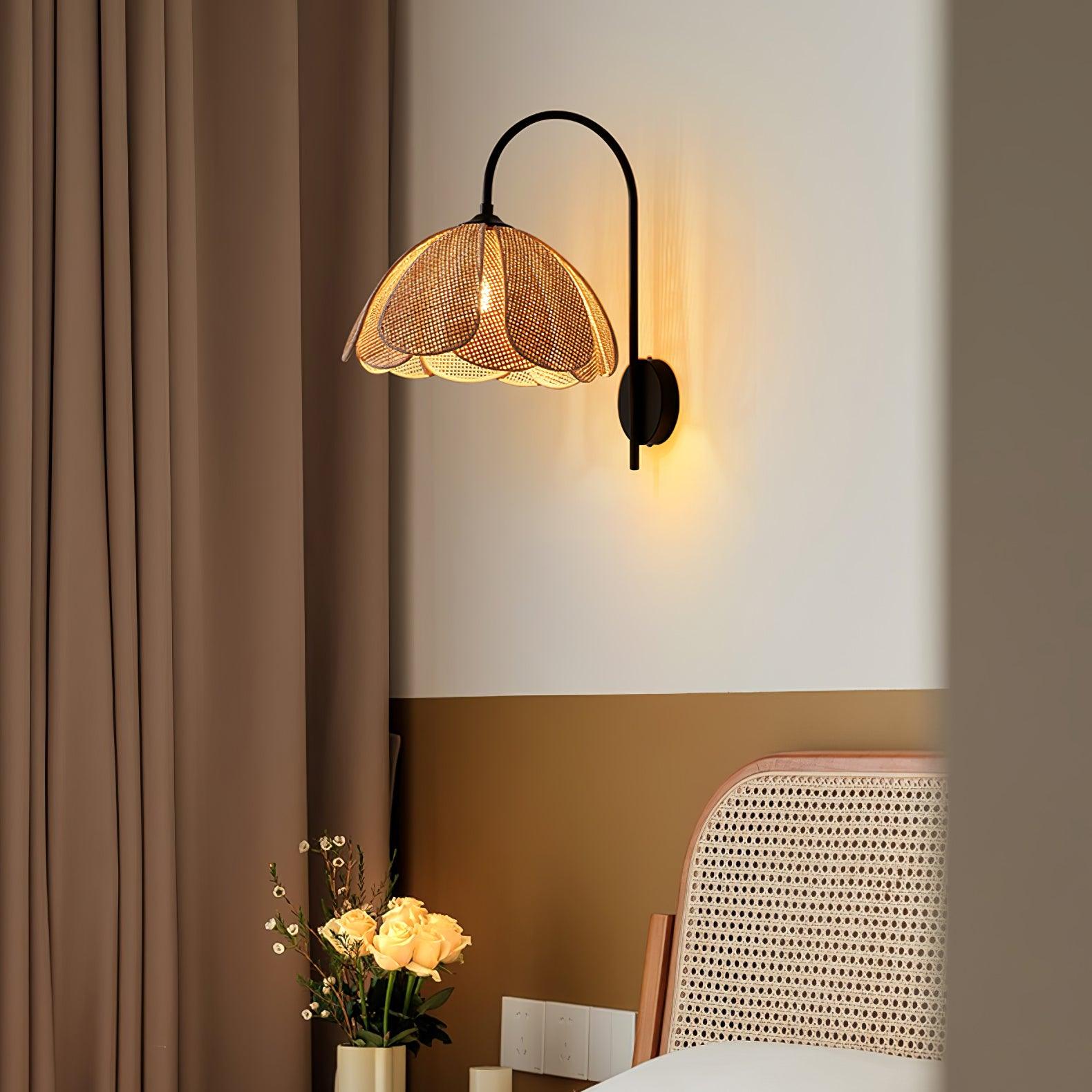 Edria Petal-Shaped Rattan Wall Lamp - Letslighting