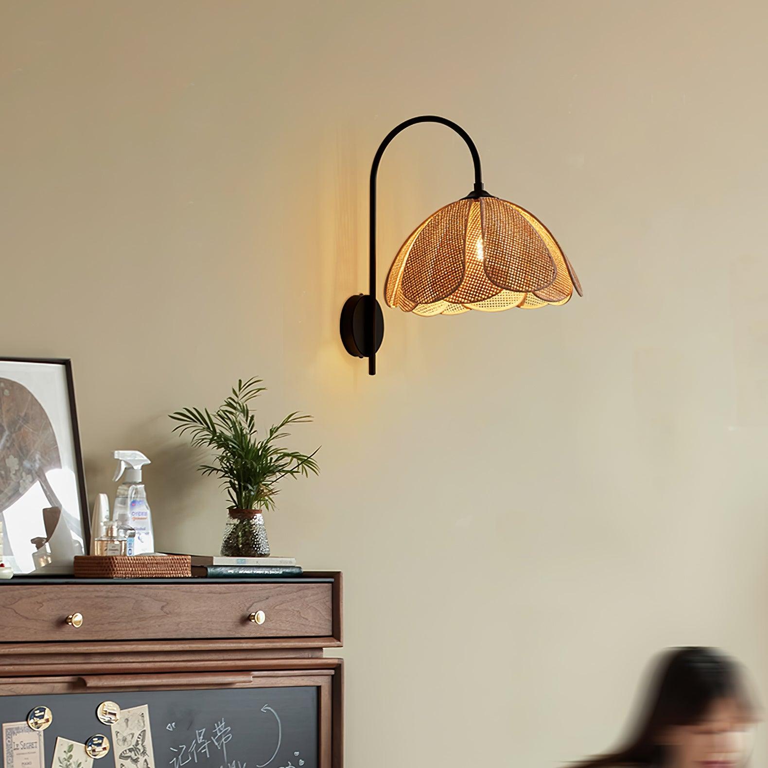 Edria Petal-Shaped Rattan Wall Lamp - Letslighting