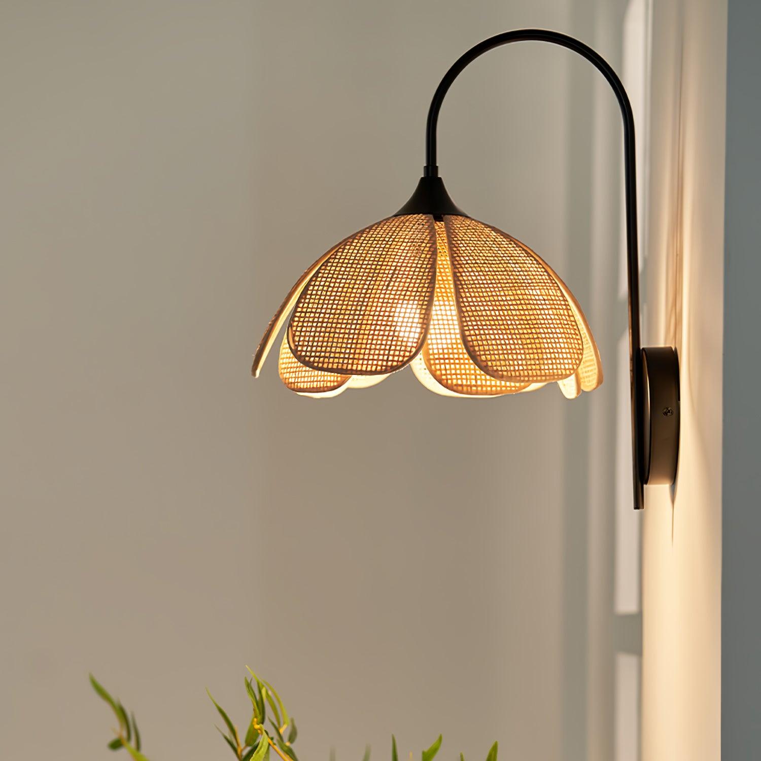 Edria Petal-Shaped Rattan Wall Lamp - Letslighting