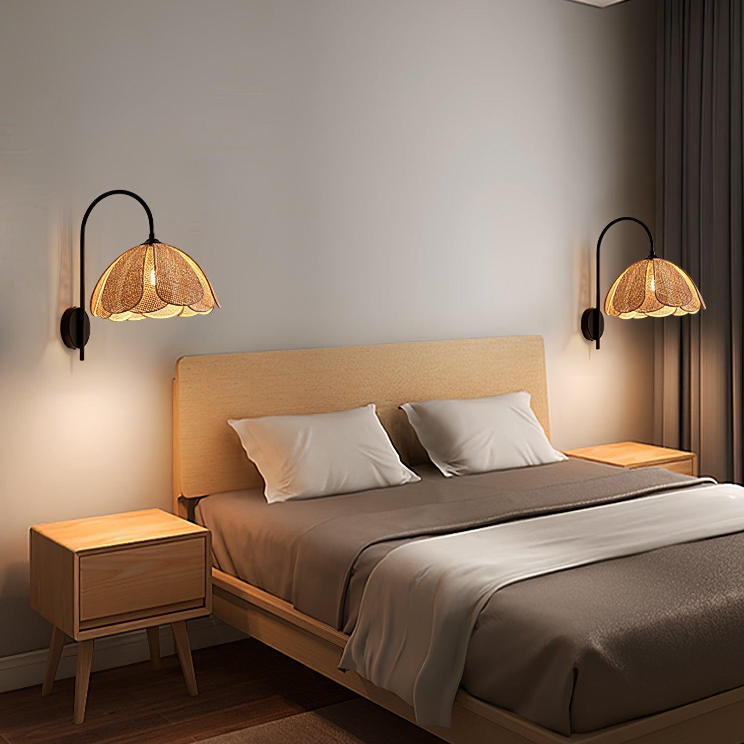 Edria Petal-Shaped Rattan Wall Lamp - Letslighting