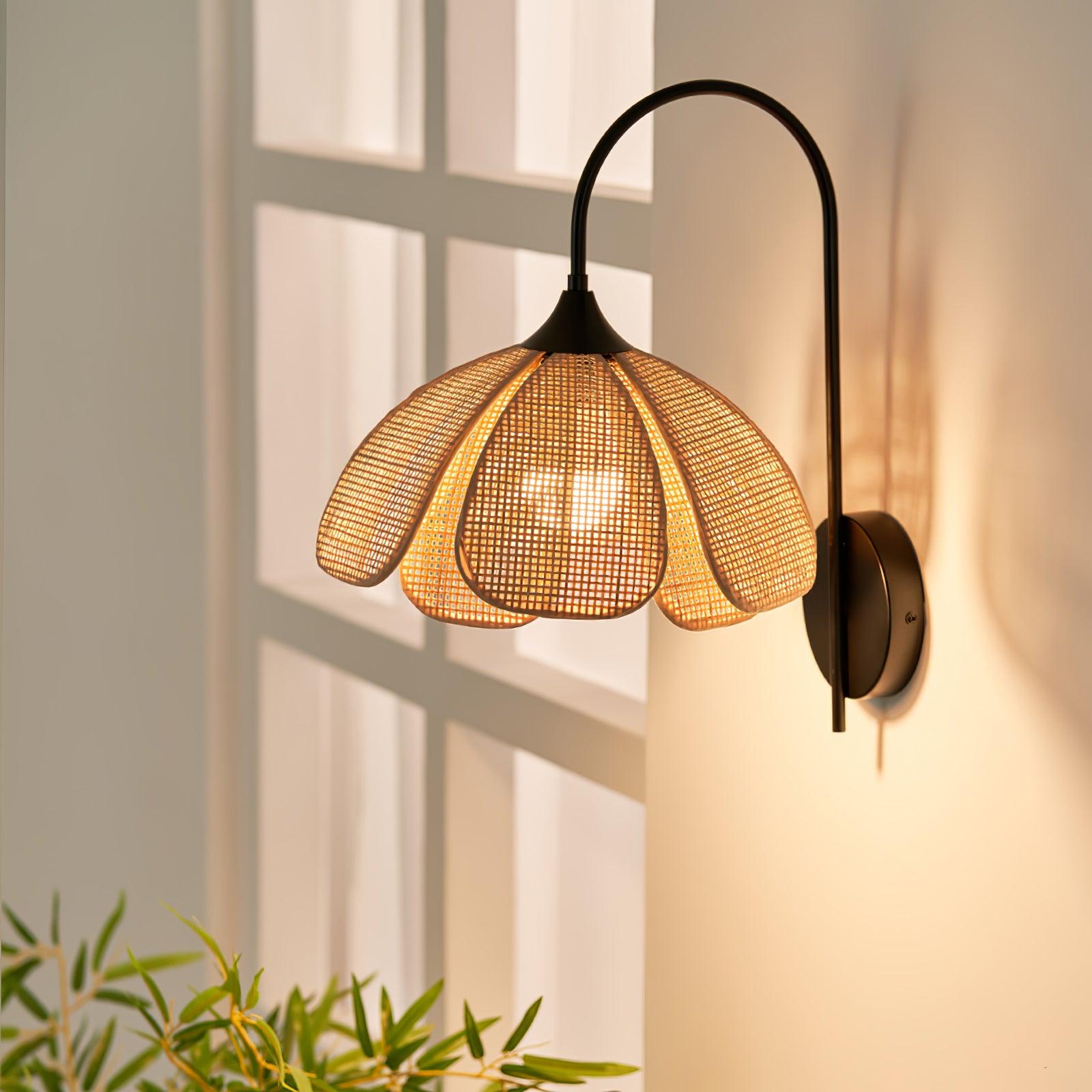 Edria Petal-Shaped Rattan Wall Lamp - Letslighting