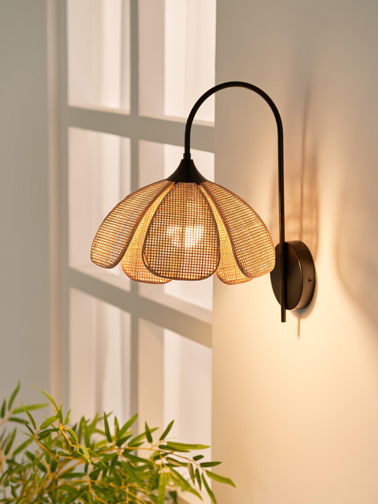 Edria Petal-Shaped Rattan Wall Lamp - Letslighting