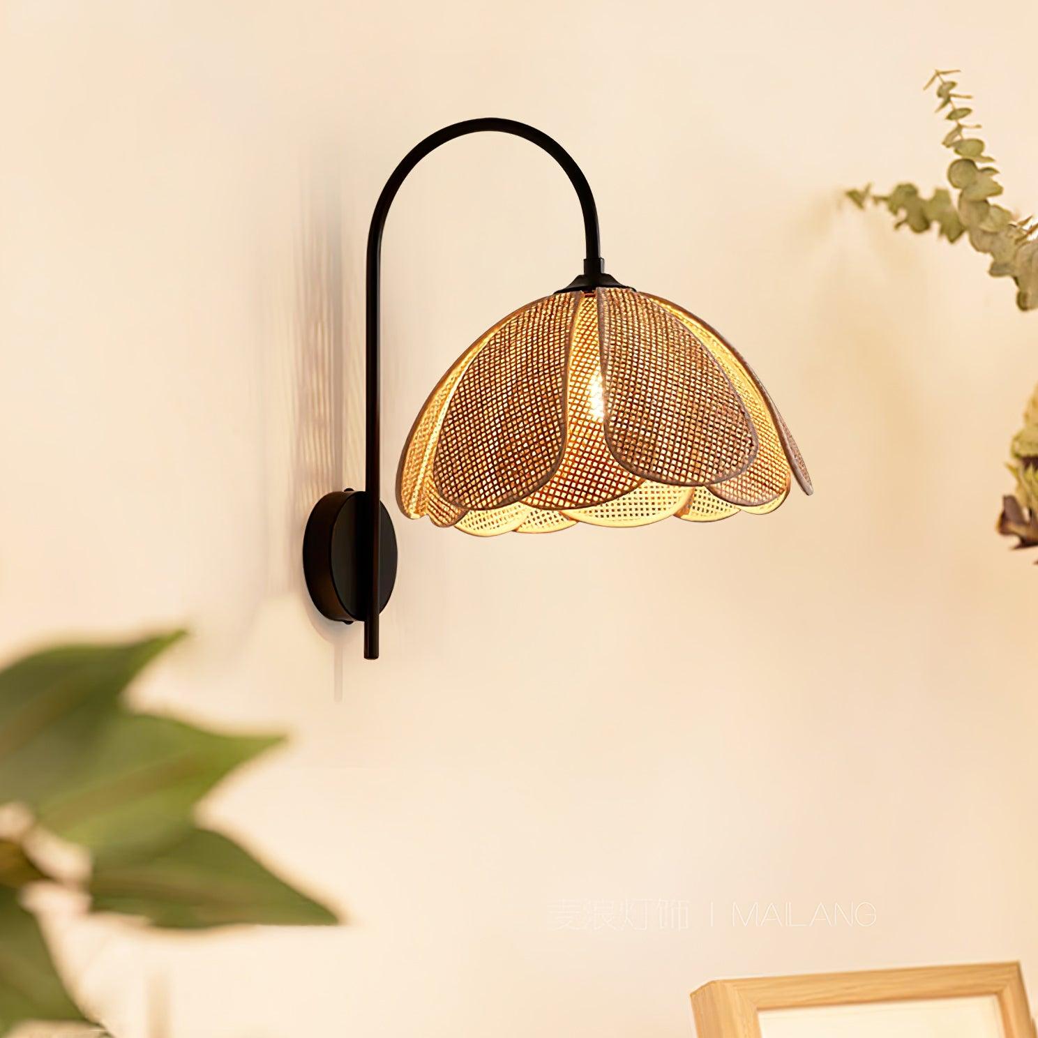 Edria Petal-Shaped Rattan Wall Lamp - Letslighting