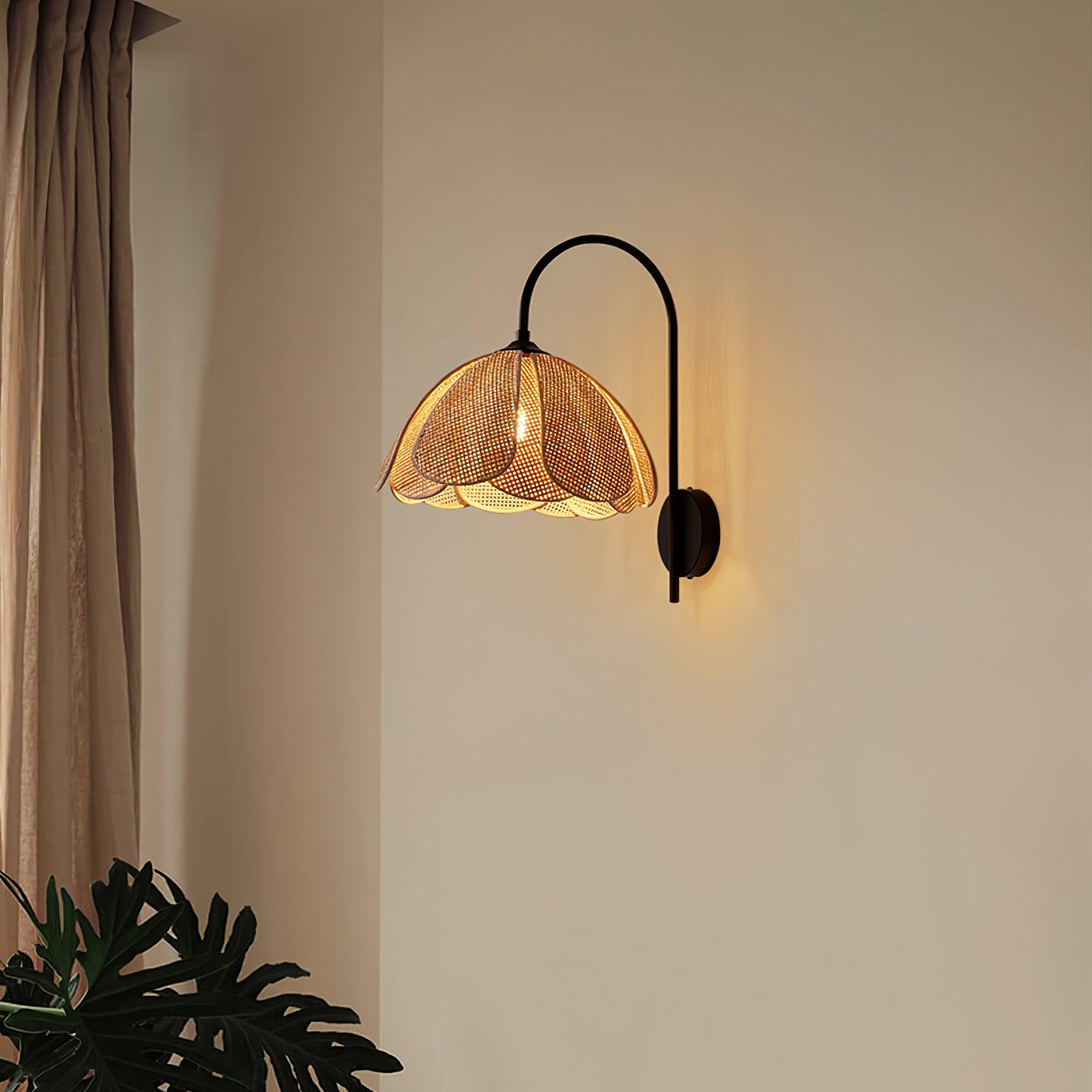 Edria Petal-Shaped Rattan Wall Lamp - Letslighting