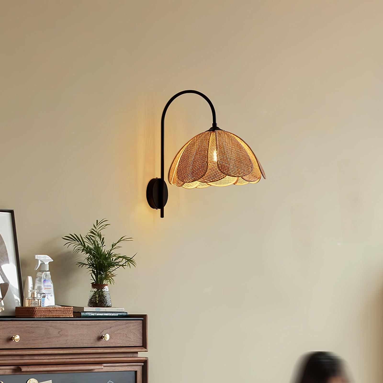 Edria Petal-Shaped Rattan Wall Lamp - Letslighting