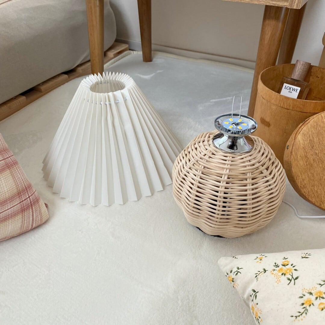 Zara Rattan Pleated Table lamp - Letslighting