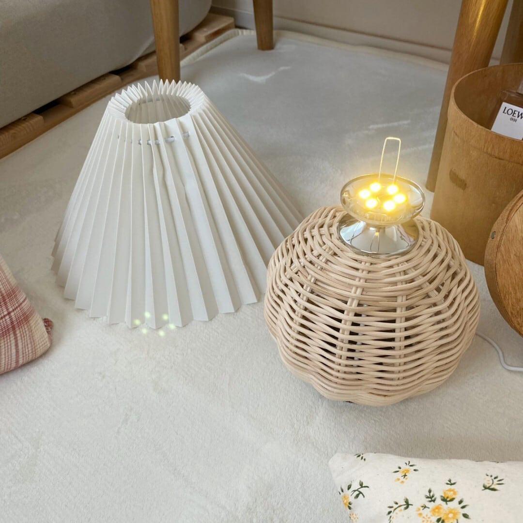 Zara Rattan Pleated Table lamp - Letslighting