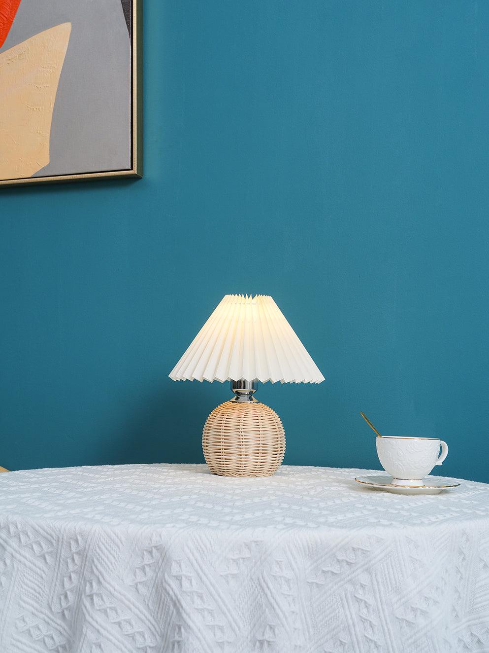 Zara Rattan Pleated Table lamp - Letslighting