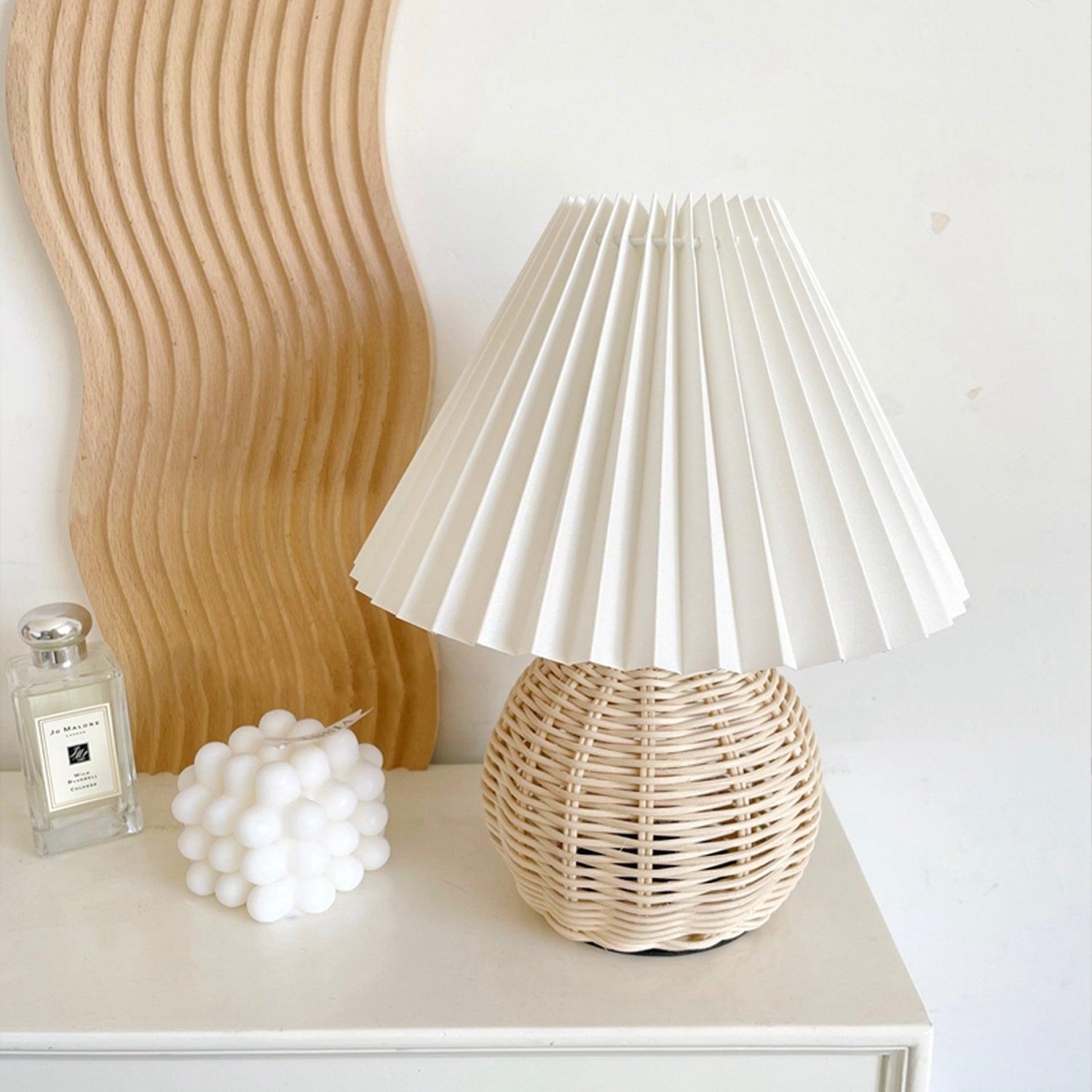 Zara Rattan Pleated Table lamp - Letslighting