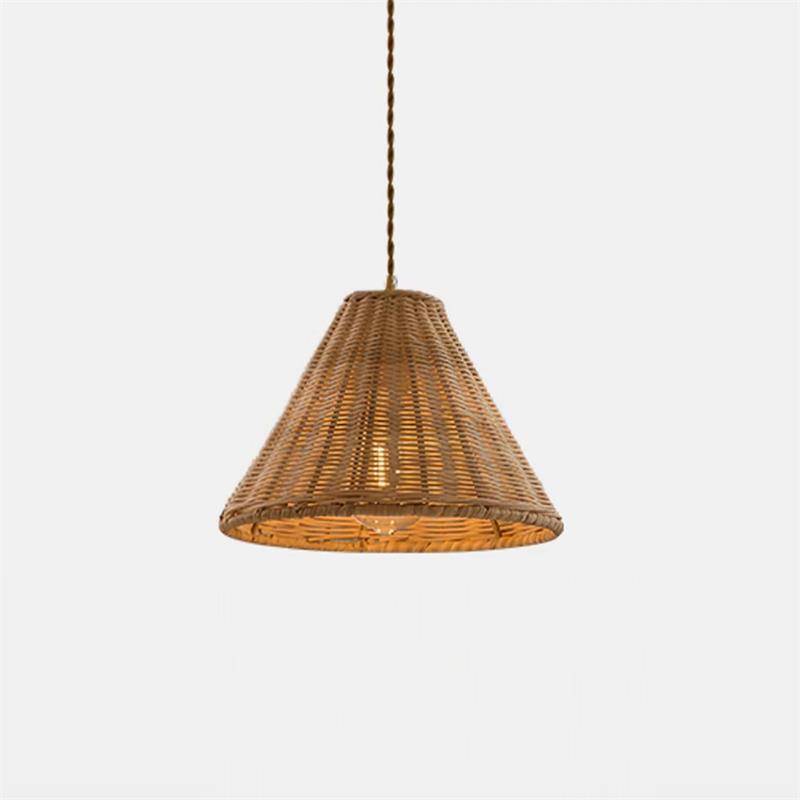 Pendant Lamp Rattan Shade and Body Cone Shape Natural Minimalist - Letslighting