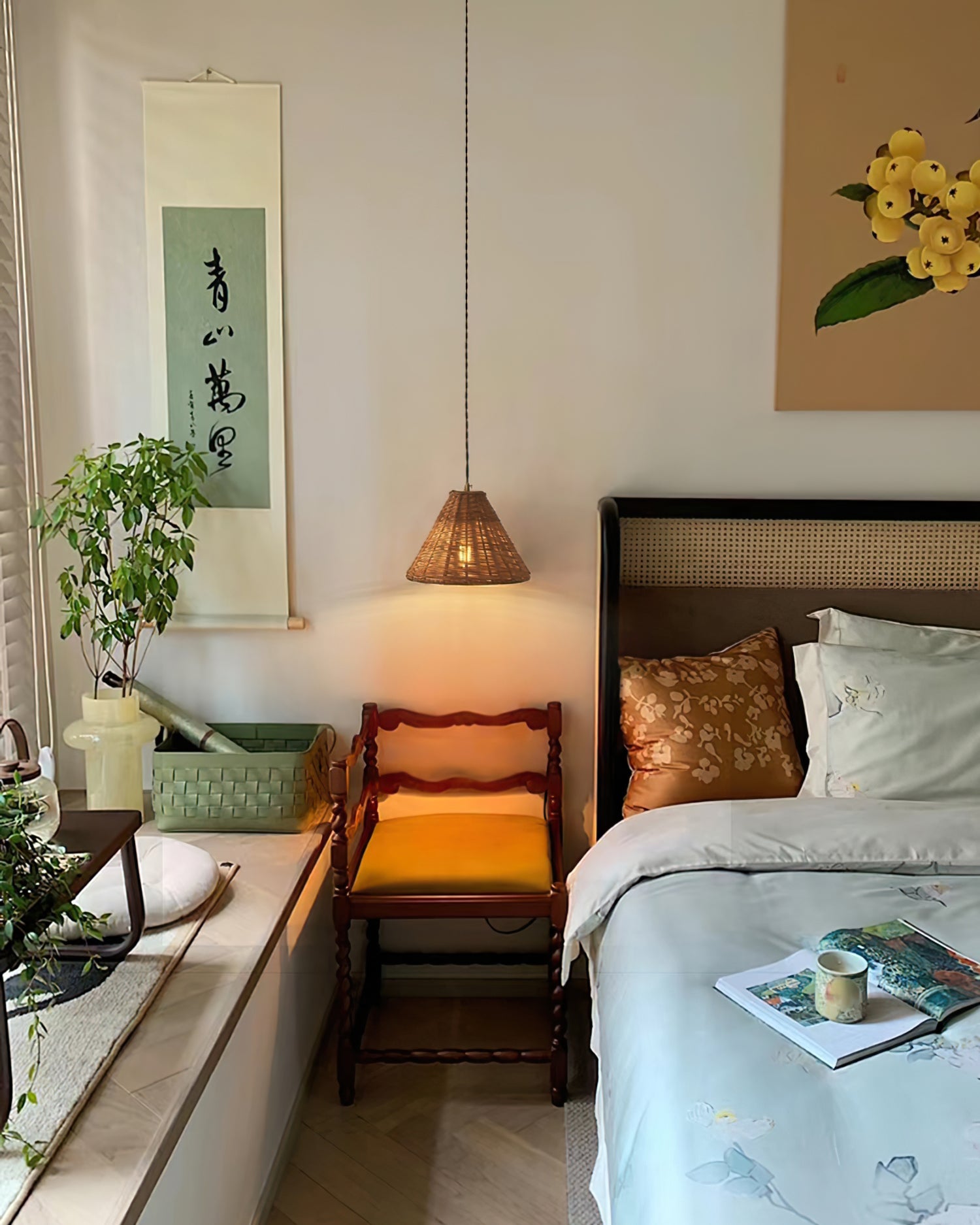 Pendant Lamp Rattan Shade and Body Cone Shape Natural Minimalist - Letslighting