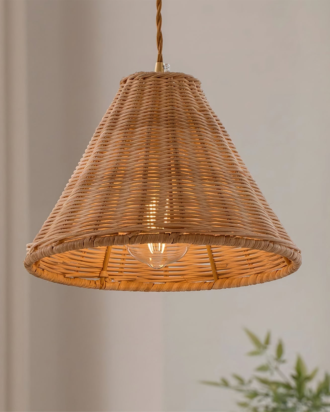 Pendant Lamp Rattan Shade and Body Cone Shape Natural Minimalist - Letslighting