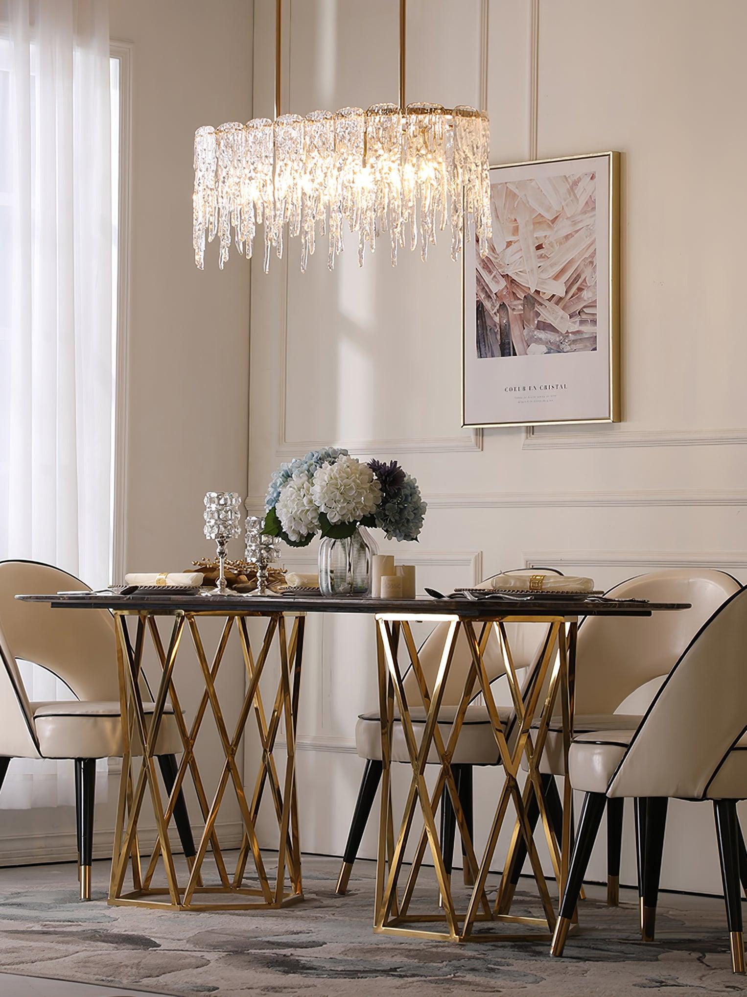 Cathaa Postmodern Luxury Rectangular Icicle Glass Crystal Chandelier - Letslighting