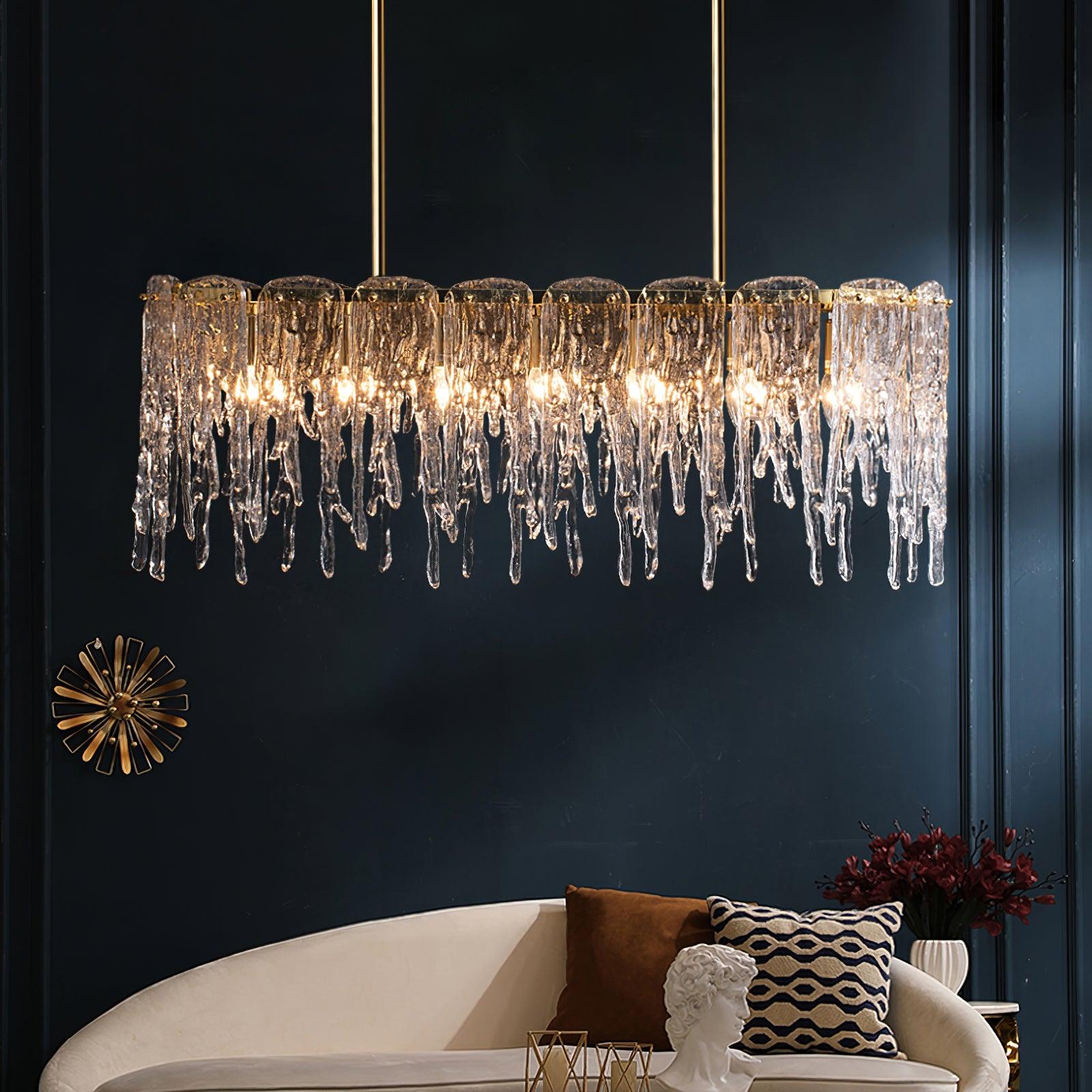 Cathaa Postmodern Luxury Rectangular Icicle Glass Crystal Chandelier - Letslighting